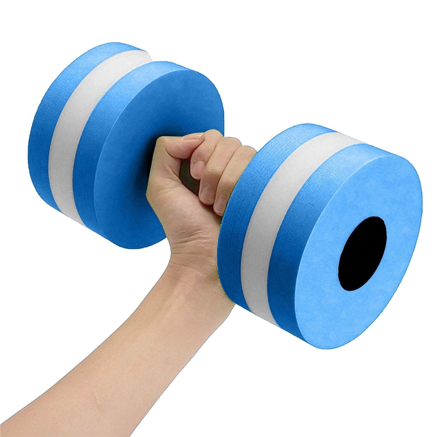 Water Dumbbells, Aquatic Exercise Dumbell, Set of 2 Aerobic Water Exercise Foam Dumbbells Pool Resistance for Men Women Weight Loss Water Sports Fitness Tool (blue)