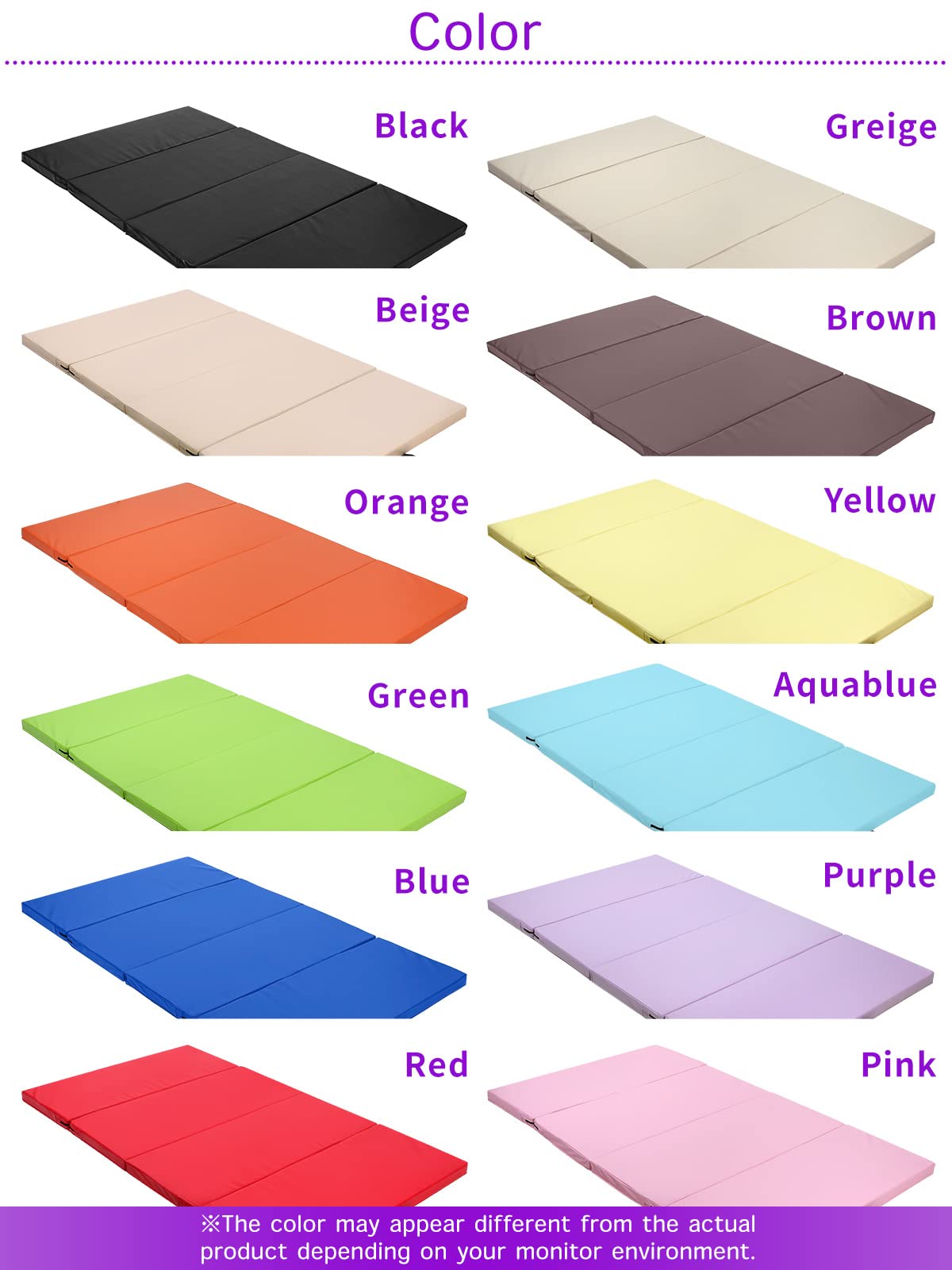 KaRaDaStyle Gymnastics Mat Folding Stretch Mats 71"x39"x2" Exercise Muscle Training Children Play Horizontal Bar Mat Yoga Sports Soundproof Home Use (Greige/4-fold)