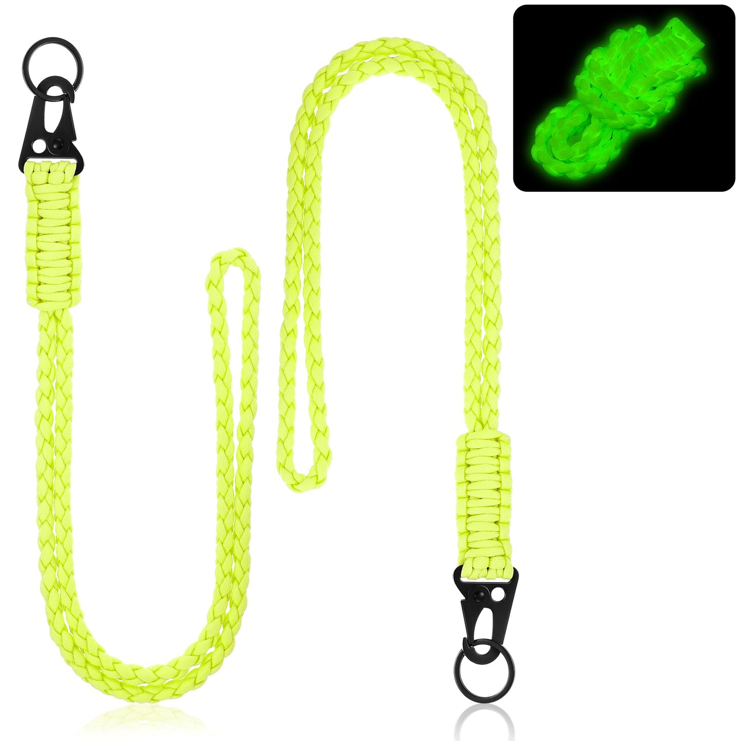 Frienda 2 Set Heavy Duty Paracord Lanyard Necklace Whistles Strap Braided 550 Keychain Lanyard for Outdoor Activities (Yellow)