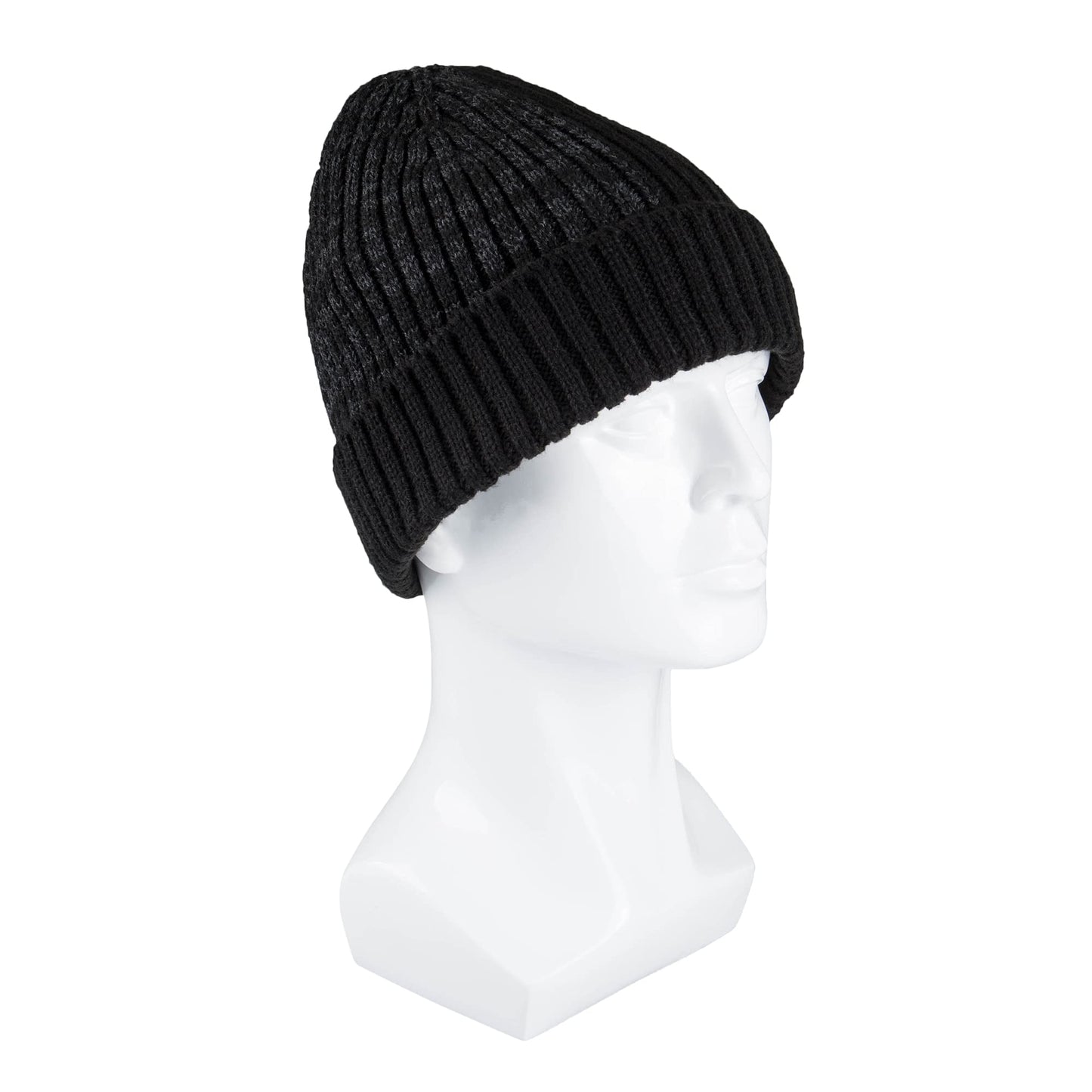 Kenneth Cole REACTION Men's Warm Winter Beanie Hat, Black Ribbed, ONE Size