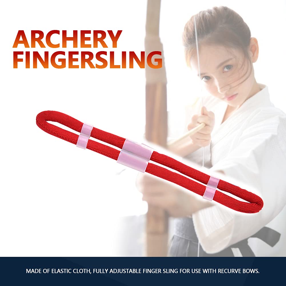 Archery Bow Slings, Archery Fingersling Recurve Bow Fingersling Shooting Fingersling Archery Finger Comfortable Wear Resistant for Recurve Bow(Red,M)