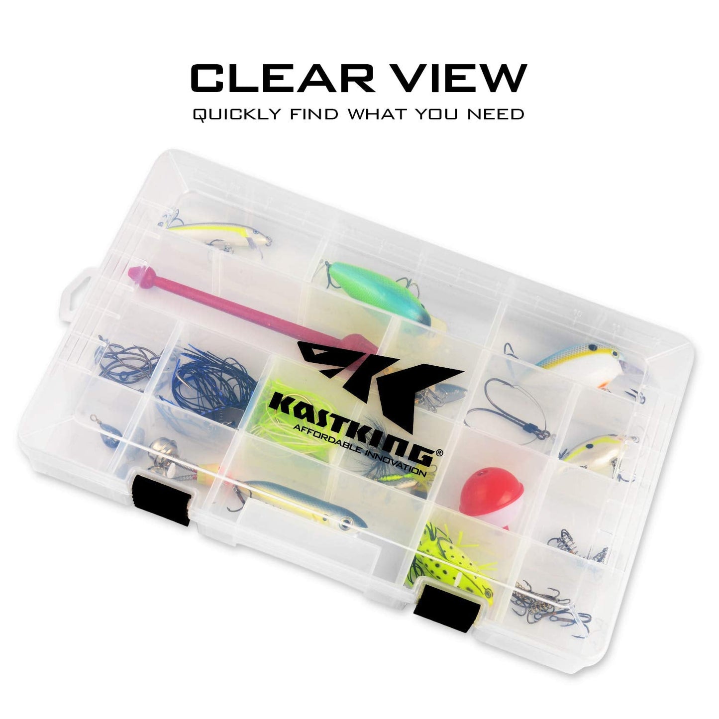 KastKing Tackle Boxes, Plastic Storage Organizer Box with Removable Dividers, 3700 Tackle Trays, Parts Box, 14x8.25x1.75 Inches (Pack of 4))