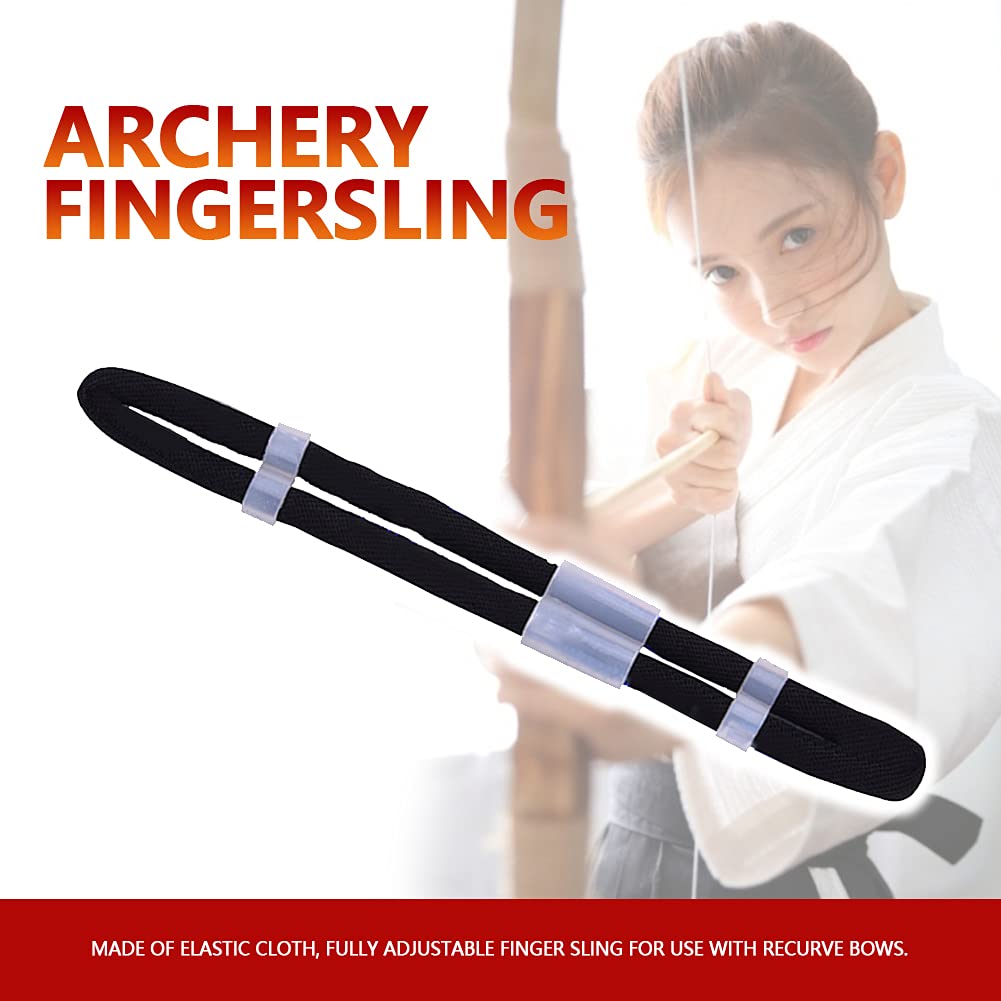 Archery Bow Slings, Archery Fingersling Recurve Bow Fingersling Shooting Fingersling Archery Finger Comfortable Wear Resistant for Recurve Bow(Black,M)