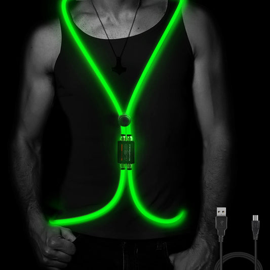 LED Reflective Vest, LED Reflective Running Vest Lights for Runners, Safety USB Rechargeable Running Vest for Men/Women, Three Light Modes, Waterproof LED Light Vest for Running, Cycling or Walking