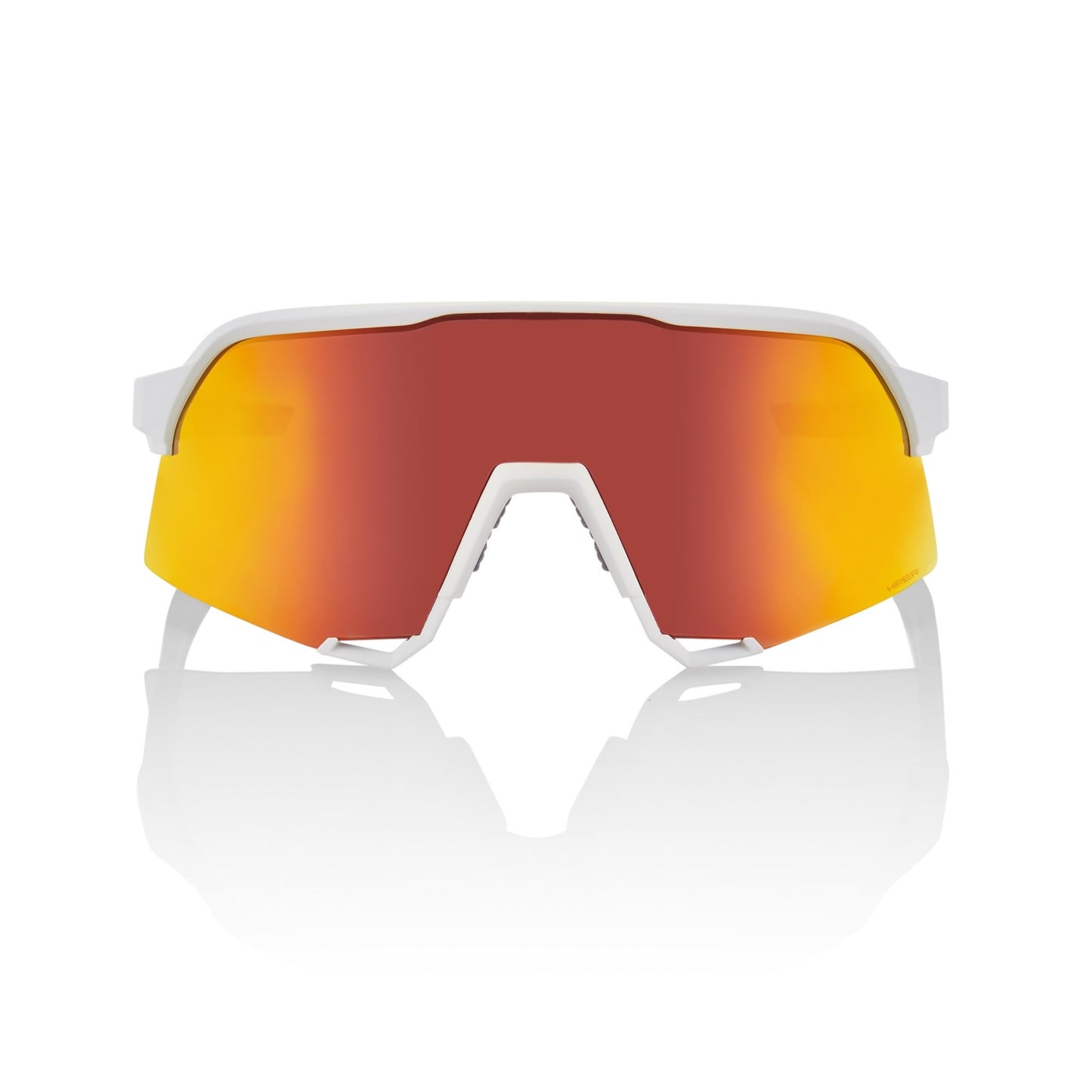 100% S3 Sport Performance Cycling Sunglasses (Soft Tact White - HiPER Red Multilayer Mirror Lens)