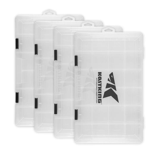 KastKing Tackle Boxes, Plastic Storage Organizer Box with Removable Dividers, 3700 Tackle Trays, Parts Box, 14x8.25x1.75 Inches (Pack of 4))
