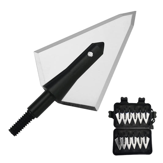 LeeMui Aluminum Hunting Archery Broadheads Blades Grain Screw-in Arrow Heads Tips Portable Case for Arrowheads Broadheads Black