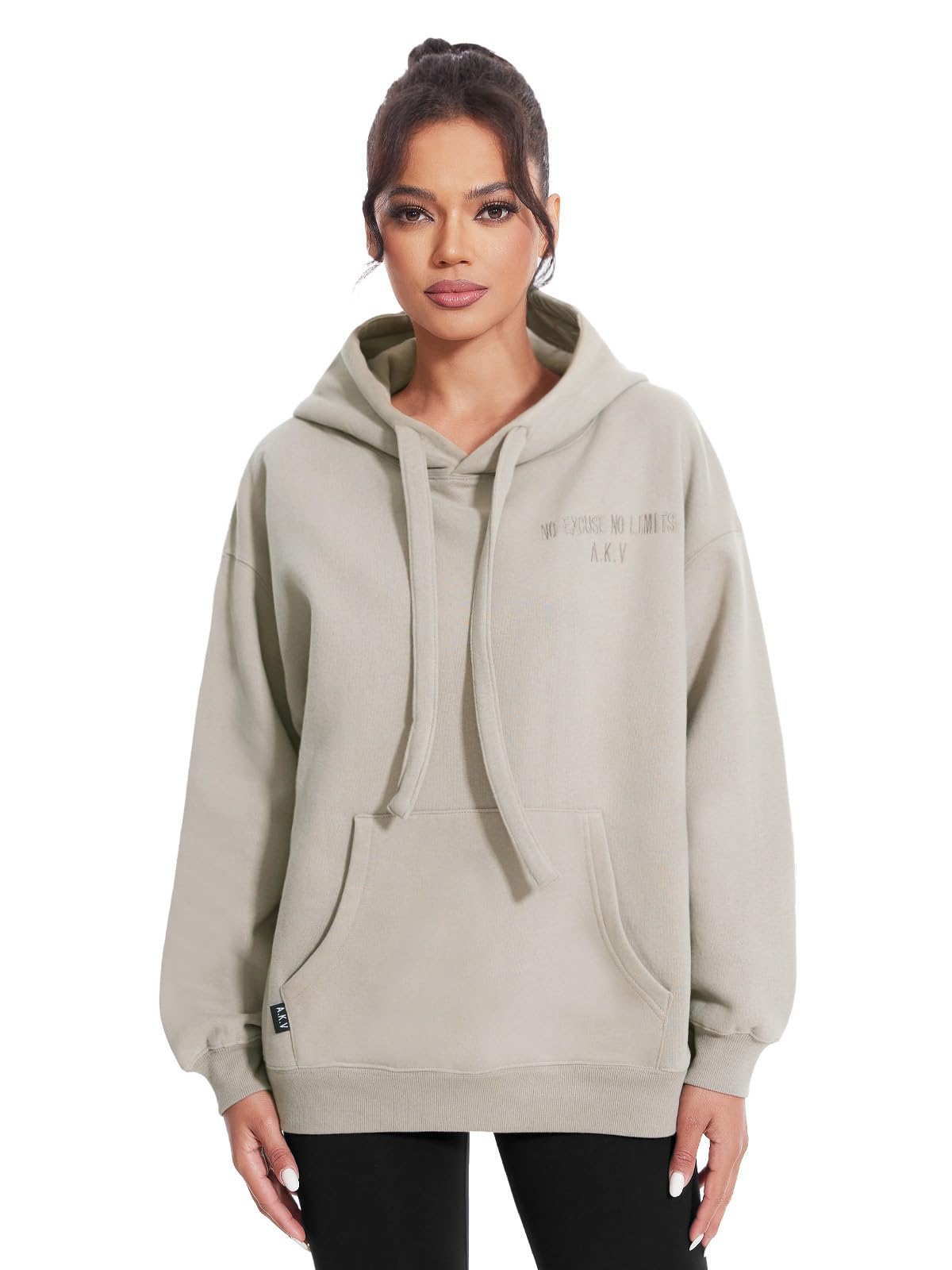 Kniffi Hoodies for Women Warm Fleece Hooded Sweatshirt Casual Winter Pullover Tops Coffee Gray L