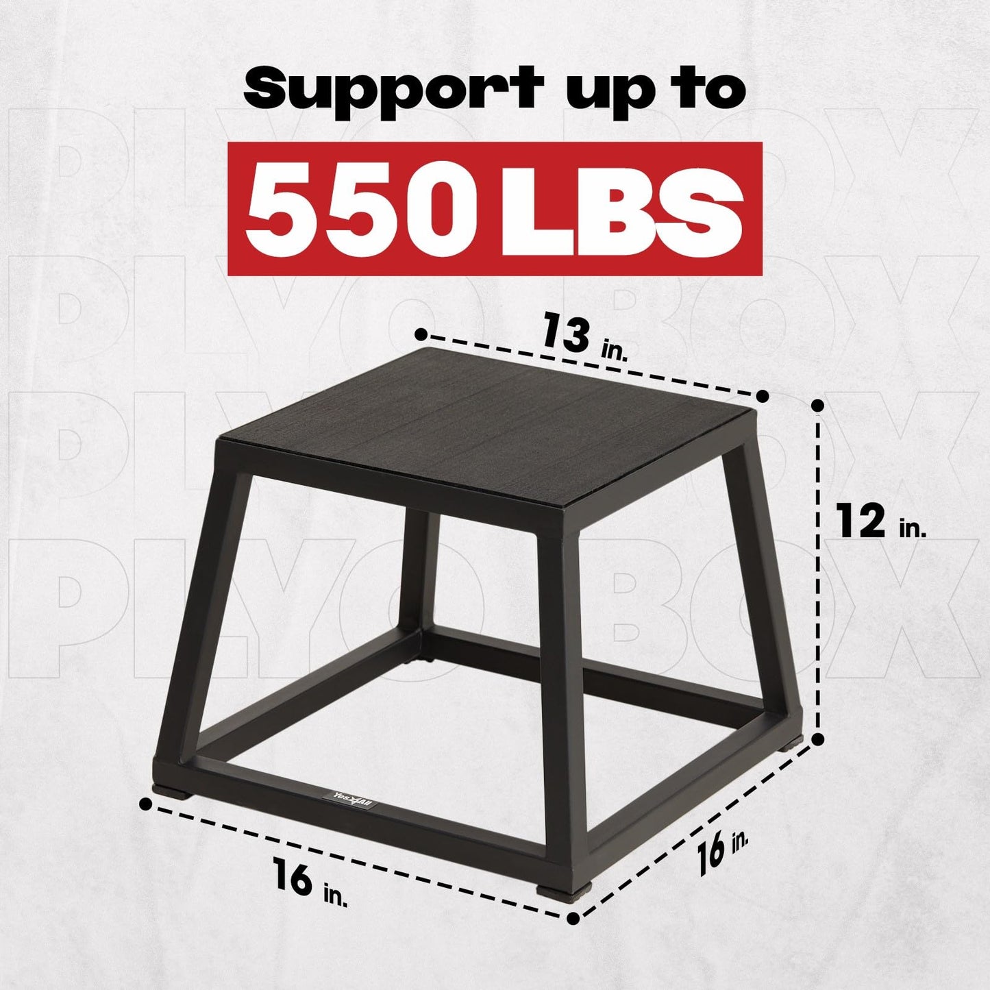Yes4All Metal Plyo Box, Steel Plyometric Box - Sturdy, Anti-Slip, and Perfect for Home Gym Workouts - 12in