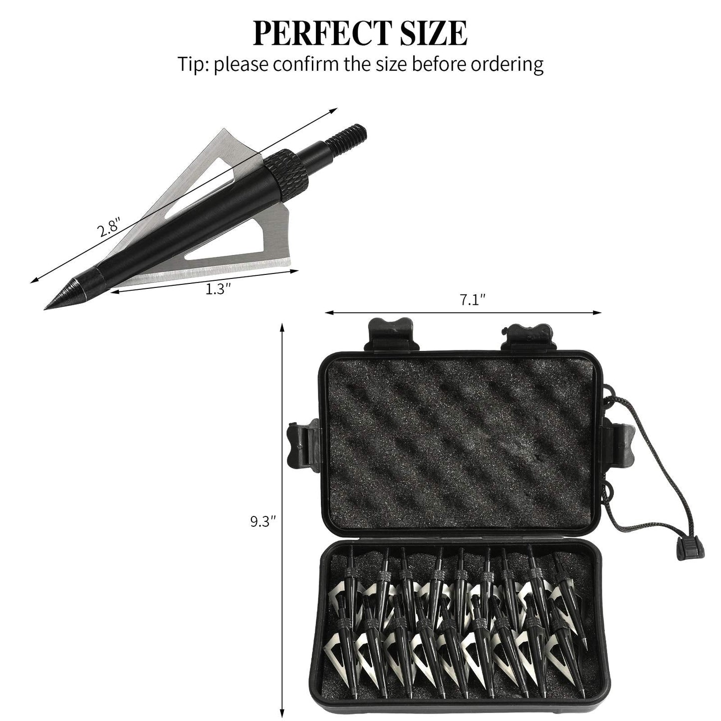 Aiskaer 18 Pack Hunting Broadheads, 125 Grain Arrow Heads Hunting, 3 Blades Archery Broadheads Archery Arrows Hunting Points Metal Tips for Compound Bow and Traditional Bow