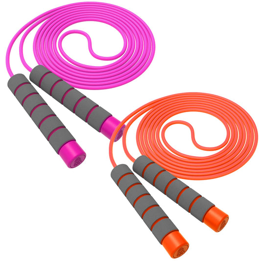 Jump Rope For Kids,Jump Rope Kids,Adjustable Soft Skipping Rope,Toddler Jump Rope With Skin-Friendly Foam Handles For Kids, Boys,Girls,Women, Men,Exercise Activity,Outdoor Fitness (Rose Pink+Orange)