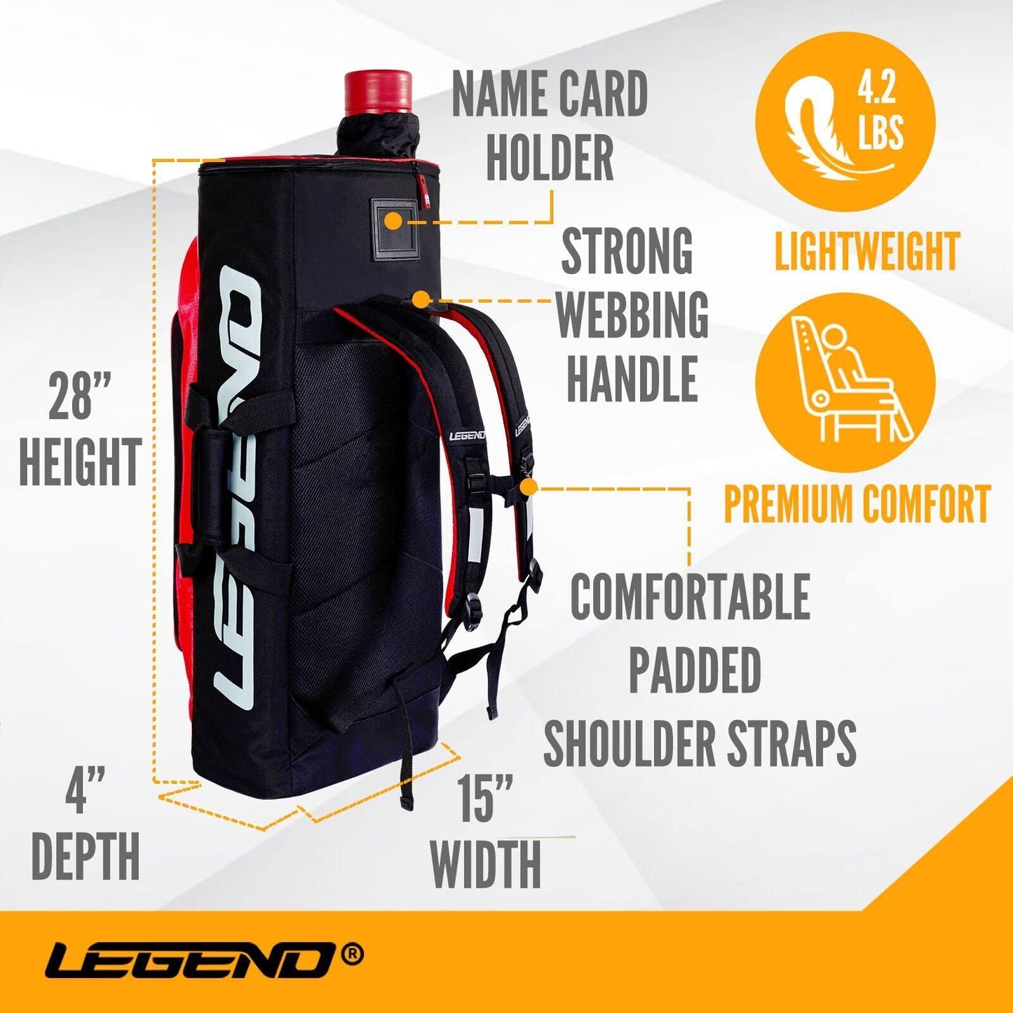 Legend XT720 Bow Backpack for Recurve Bow - Nylon Takedown Recurve Archery Bow Bag - Storage Compartments for Accessories & Gear - Protective Padding for Equipment Safety - Includes Arrow Tube Case