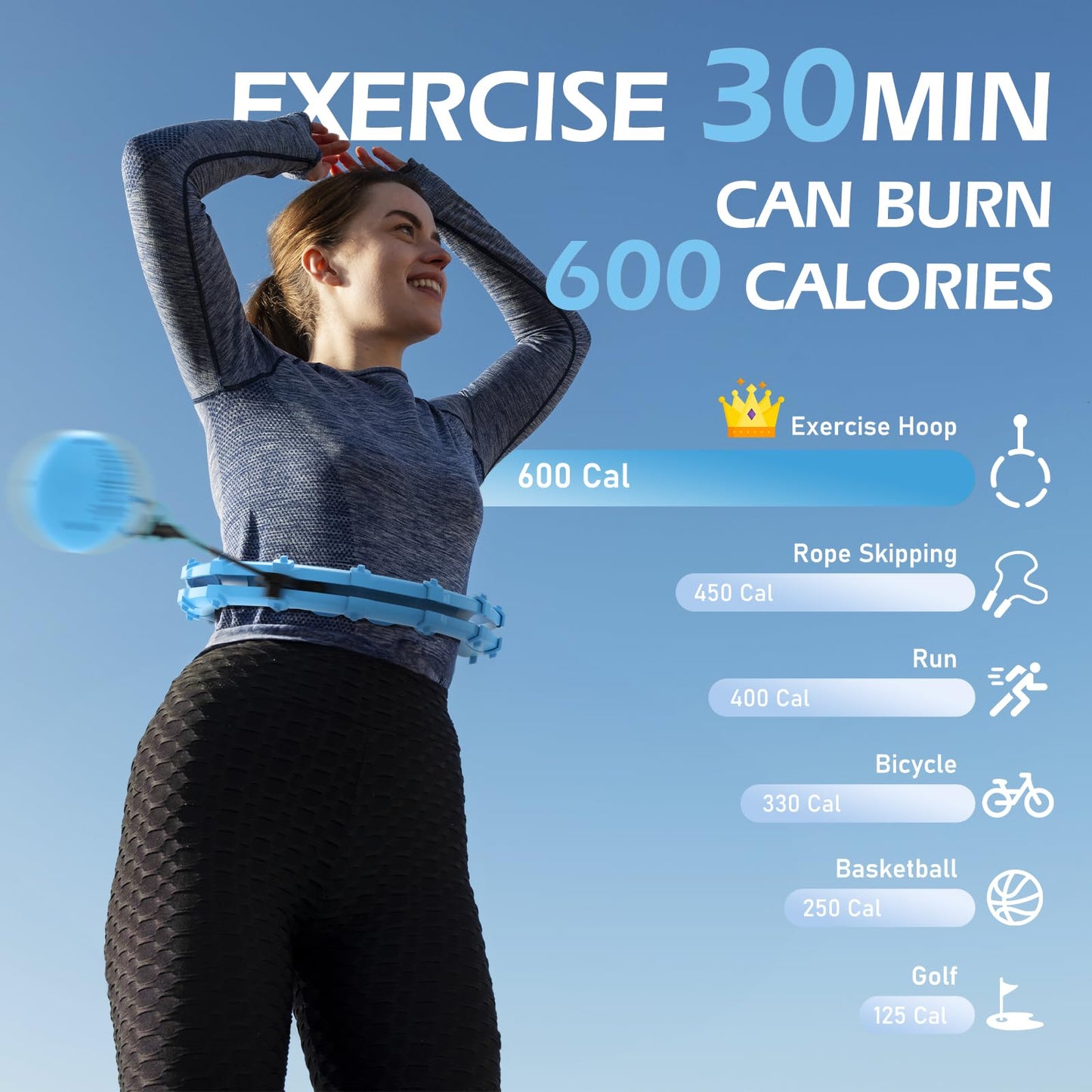 JLoibao Weighted Hula Circle with 24 Links for Adults Weight Loss, Infinity Fitness Hoop Plus Size, for Women Smart Exercise Equipment