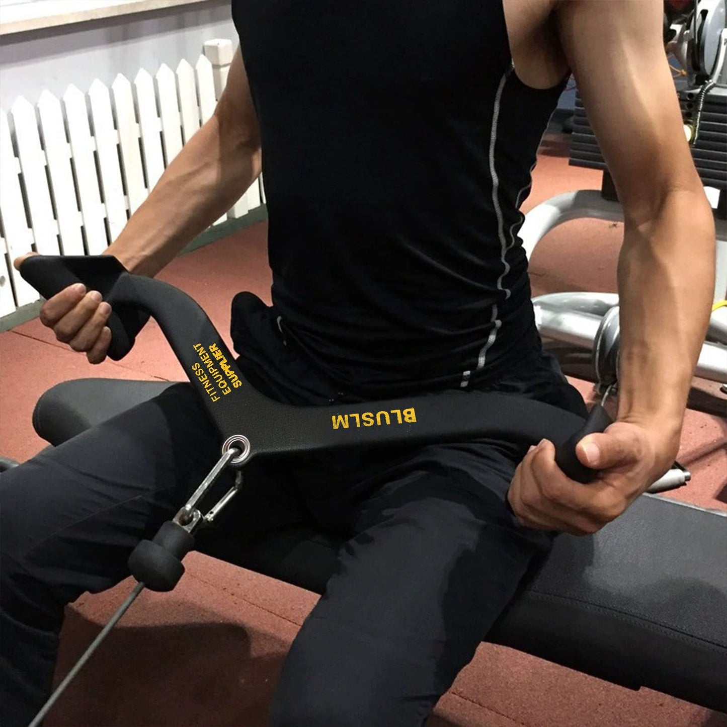 Lat Pull Down Bar for Cable Machine, Lat Pulldown Attachments T Bar V Bar Cable Attachment, Back Tricep Bar Strength Training Handle (BL06)