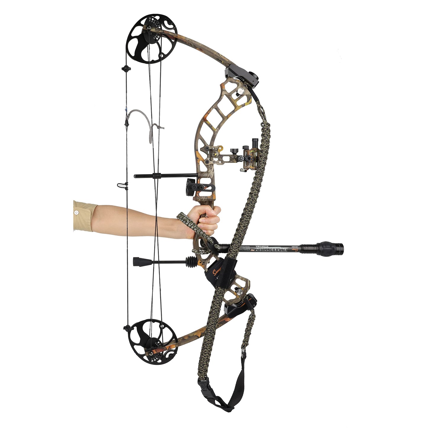 SUNYA Paracord Compound Bow Sling with V2 Upgraded Magnetic Connection System. Lightweight Hands Free Shoulder Carrying Sling for Bow Hunting, Field Archery and 3D (Bothrops)