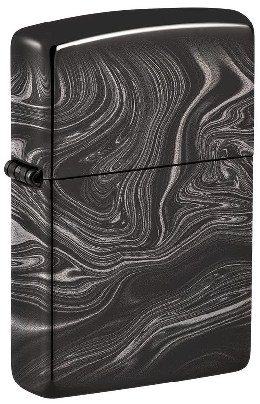 Zippo Marble Pattern 360 Design High Polish Black Pocket Lighter