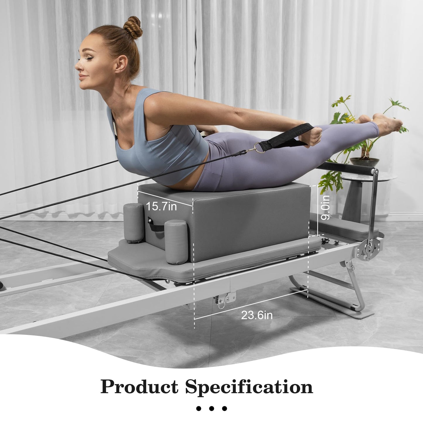 SENDIAN Pilates Box for Reformer，Pilates Reformer Box for Exercises that Improve Range of Motion and Flexibility，Can be Used Independently (Gray)