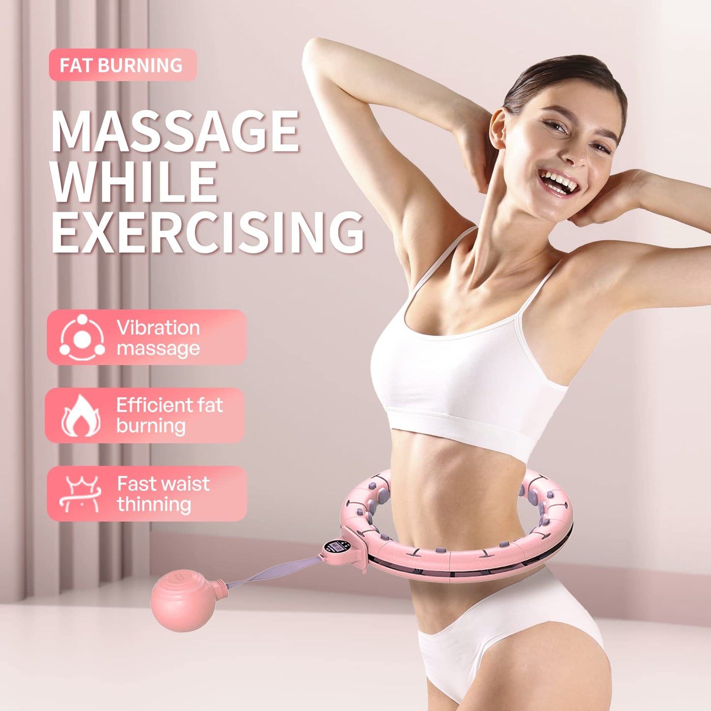Leann L!fe 11+1 Spare Knots Waist 36" with Counter, Smart Weighted Hula Hoop for Adults Weight Loss, Infinity Hoop, Children Adult Home Outdoor Fitness Exercise, Abdominal Toner, Pink