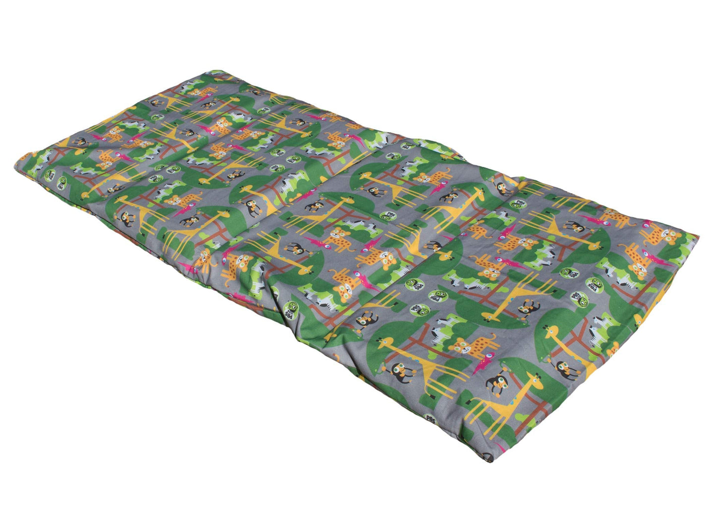 KinderMat 1.5" Thick + PBS Kids KinderBundle - Washable Cover, Special Edition - SAFARI PARTY - Regular, Sheet is 47" x 22", Value Bundle Great for Daycare & Family Households,