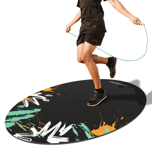 Jump Rope Mat Large Rubber Exercise Mat Indoor Outdoor Shock Absorbing Mat Non-Slip Oval Design for Floor & Rope Protection, Workout Mats for Home Gym Flooring(Green)