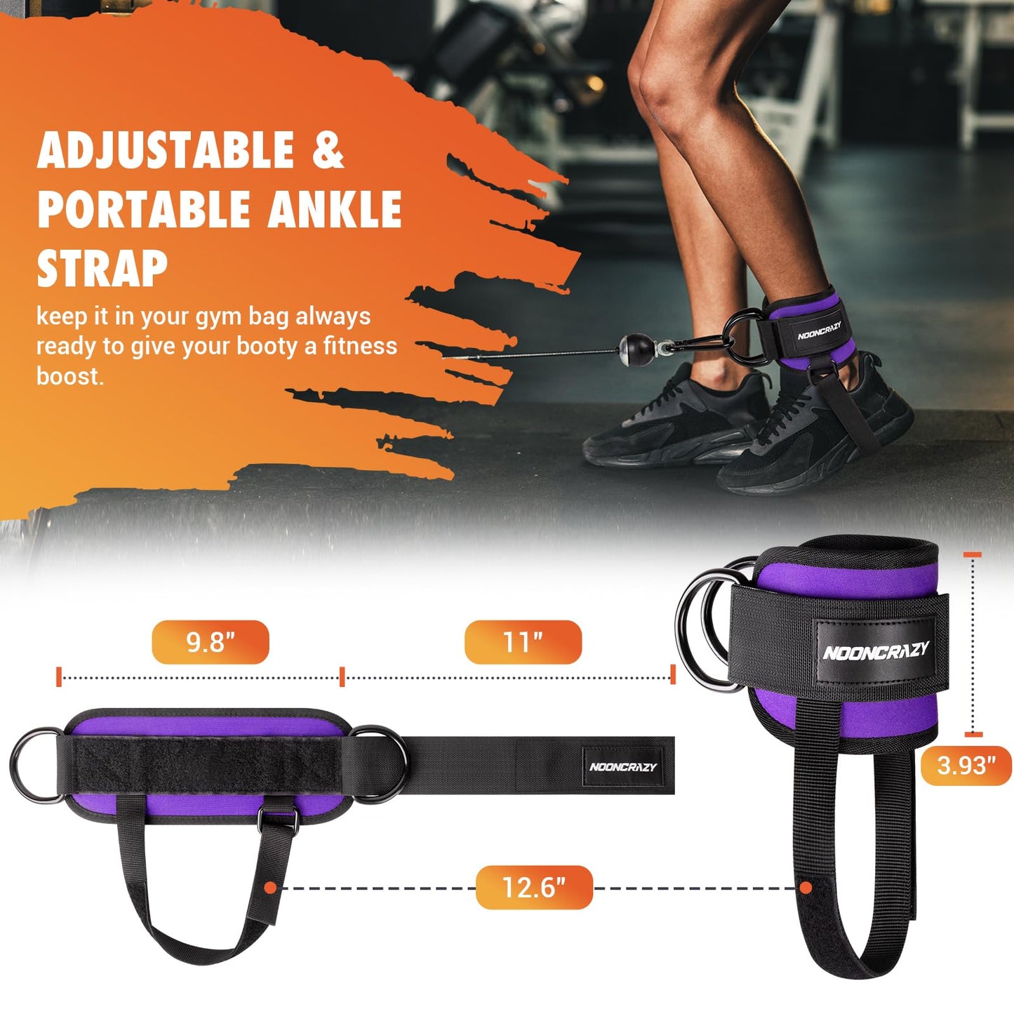 Ankle Strap for Cable Machine Women, Adjustable Gym Cable Ankle Straps for Kickbacks, Glute Workouts, Leg Extensions, Curls, Booty Hip Abductors, Ankle Cuff for Cable Machine Accessories(Purple)