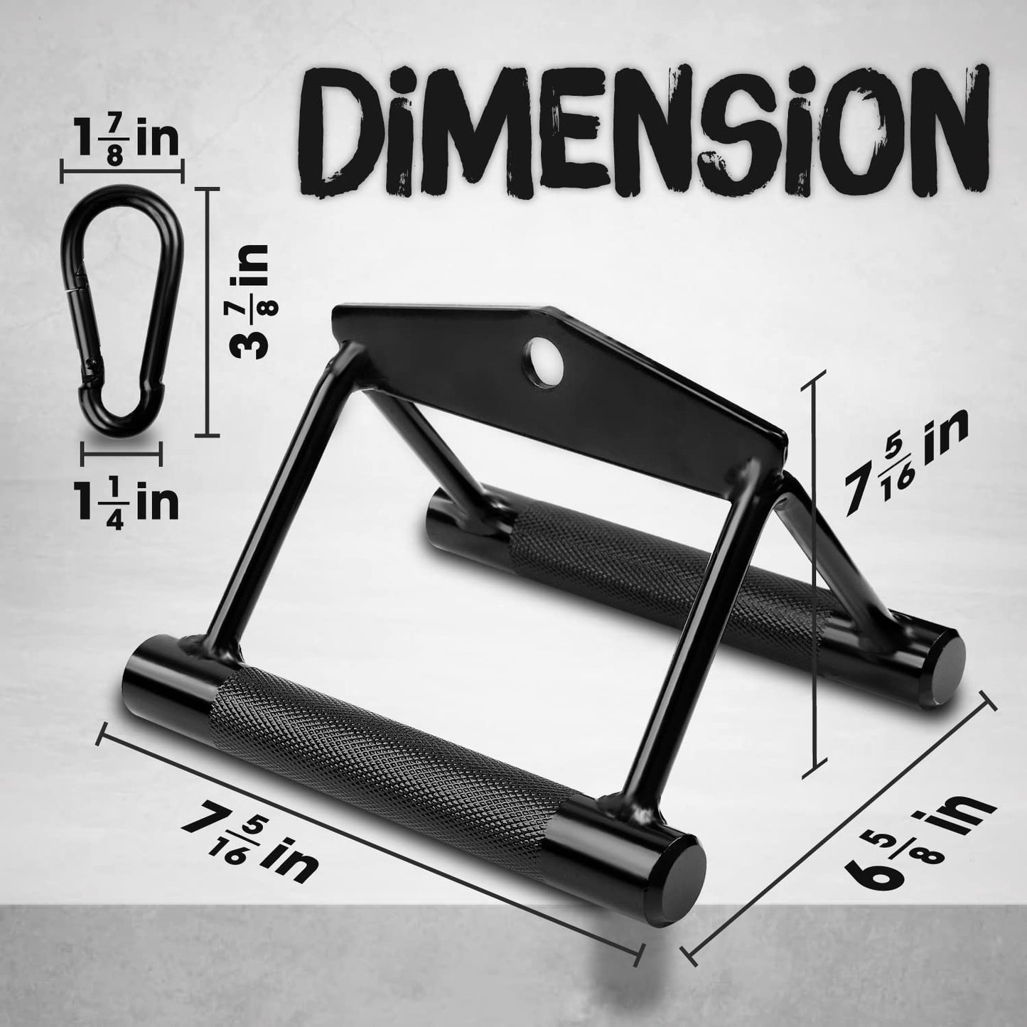 Yes4All Knurling Black Double D Handle with 800 Lbs Capacity, Cable Machine Accessories for Home Gym