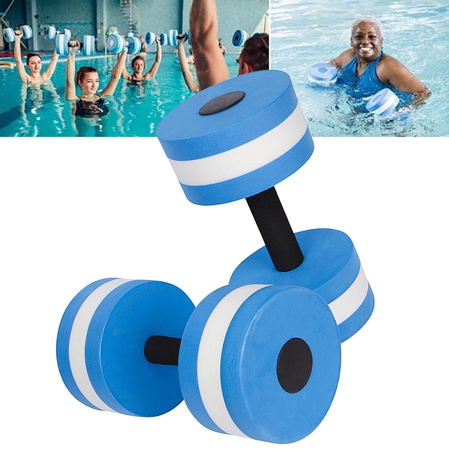 Water Dumbbells, Aquatic Exercise Dumbell, Set of 2 Aerobic Water Exercise Foam Dumbbells Pool Resistance for Men Women Weight Loss Water Sports Fitness Tool (blue)