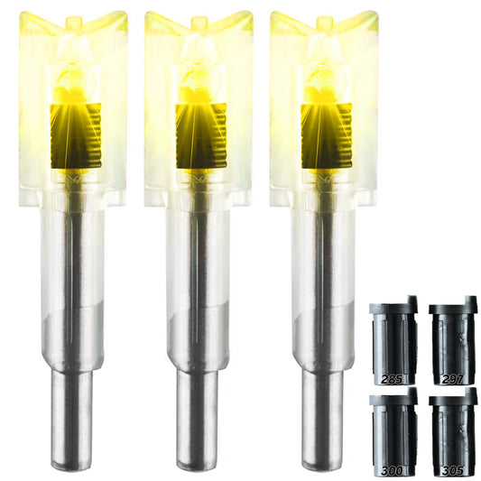 KEAUP 6/3 Pack Lighted Nocks for Crossbow Bolts with .285”/.297”/.300”/.305” Bushings High-Visibility Crossbow Lighted Nocks, On/Off Switch Included