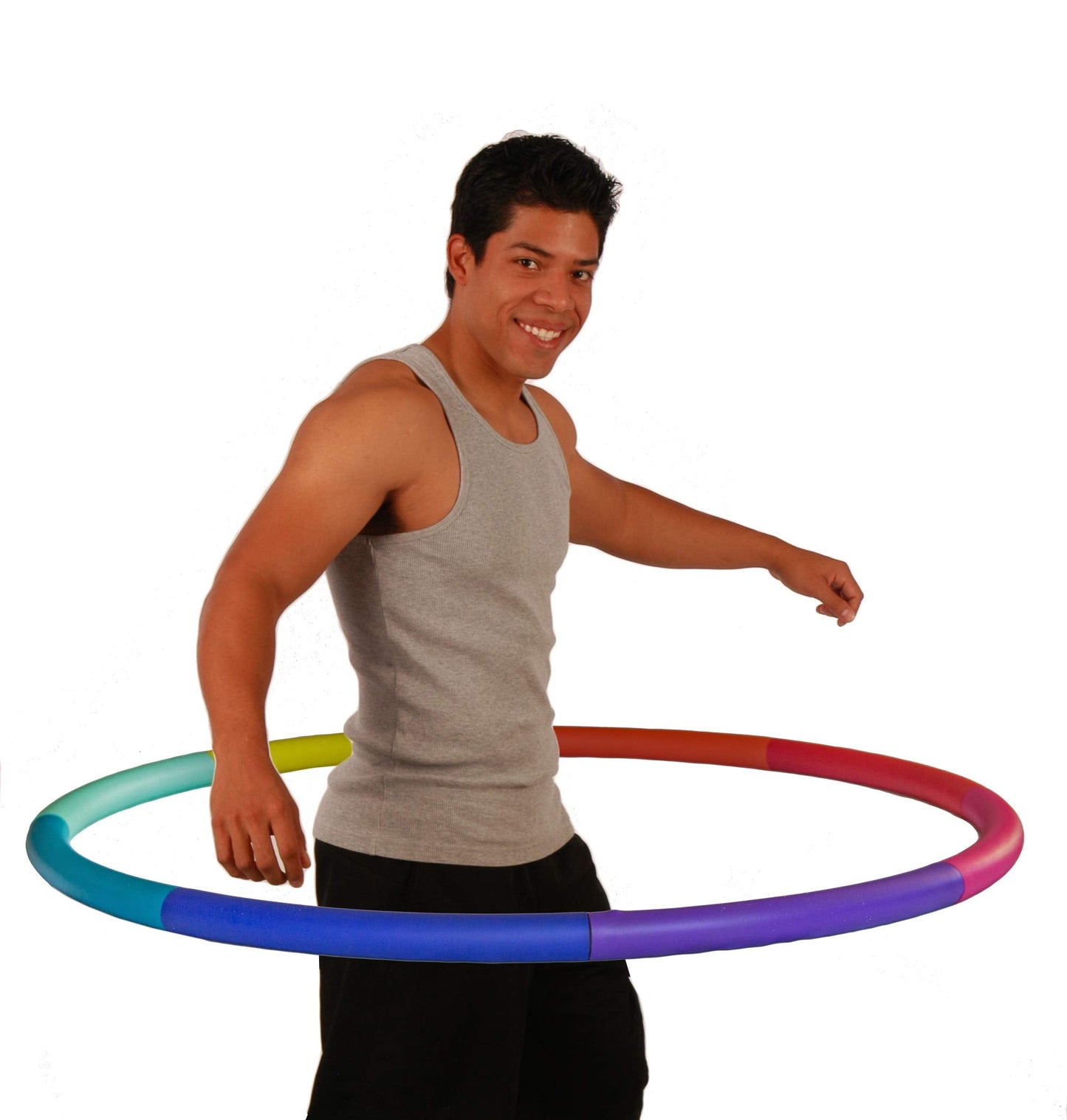Weighted Hula Hoop, Trim Hoop 4B - 4 lb Large, Weight Loss Fitness Sports Hoop with No Wavy Ridges (Rainbow Colors)