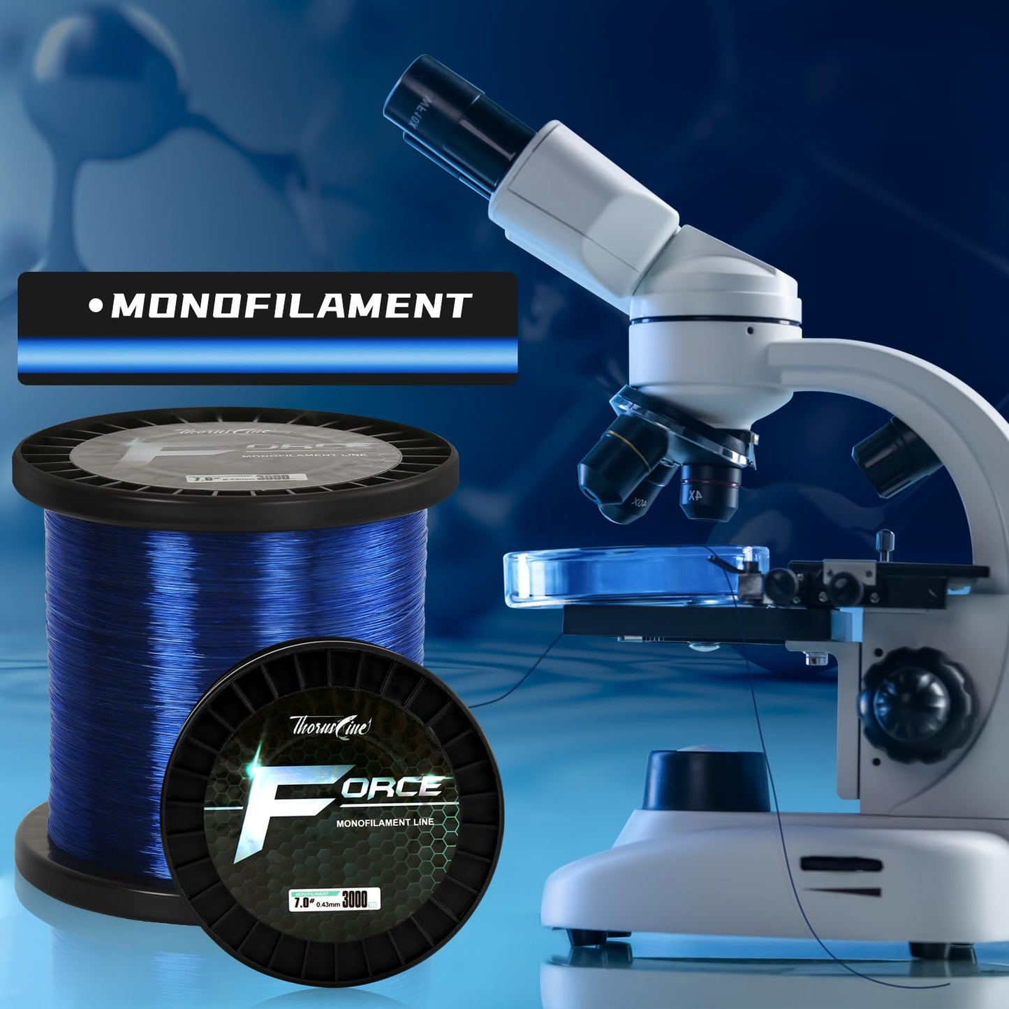 ThornsLine Force Monofilament Fishing Line - Superior Mono Leader Materials - Exceptional Strength Nylon Fishing line 2-100lb, Abrasion Resistant Mono Line