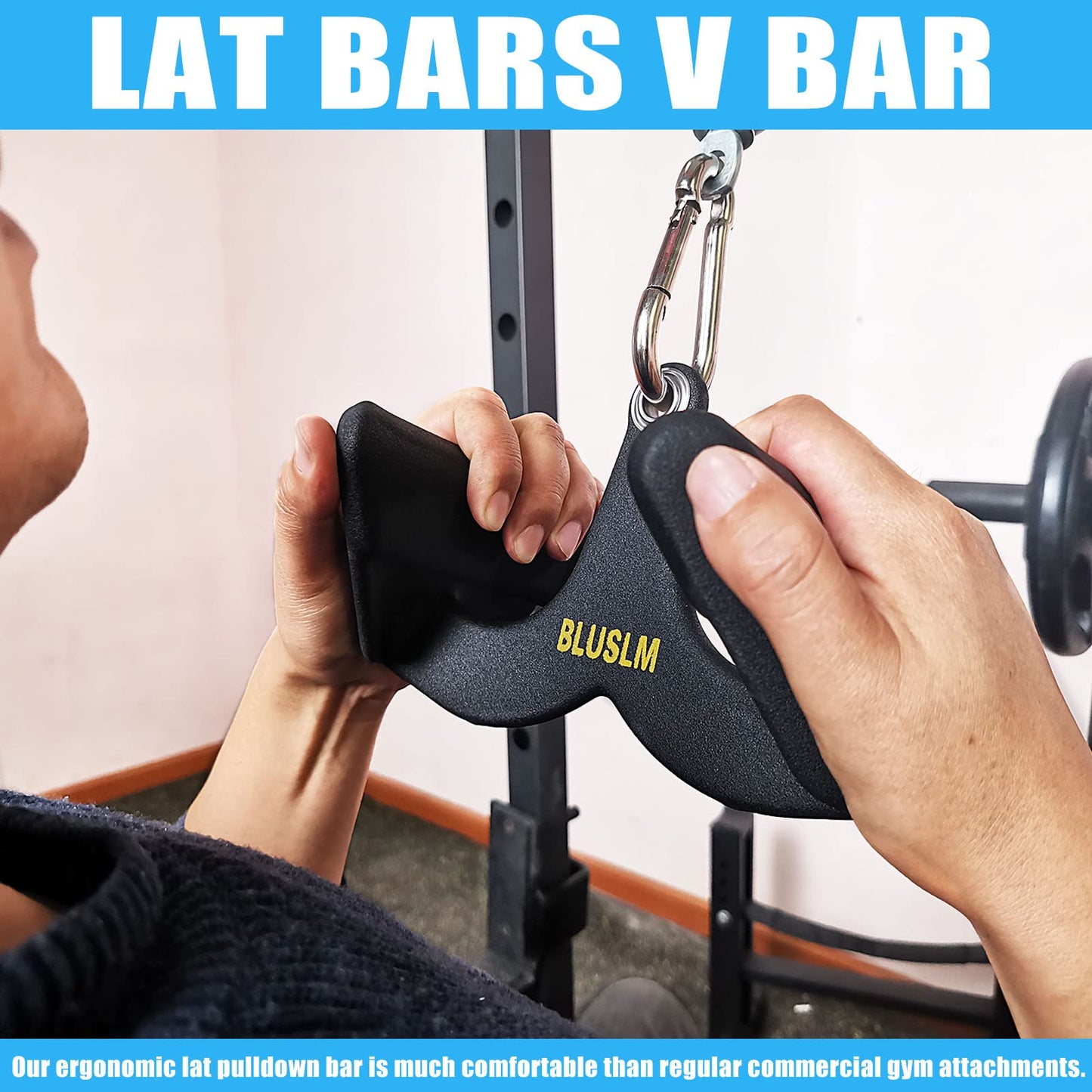 Lat Pull Down Bar for Cable Machine, Lat Pulldown Attachments T Bar V Bar Cable Attachment, Back Tricep Bar Strength Training Handle(BL01)