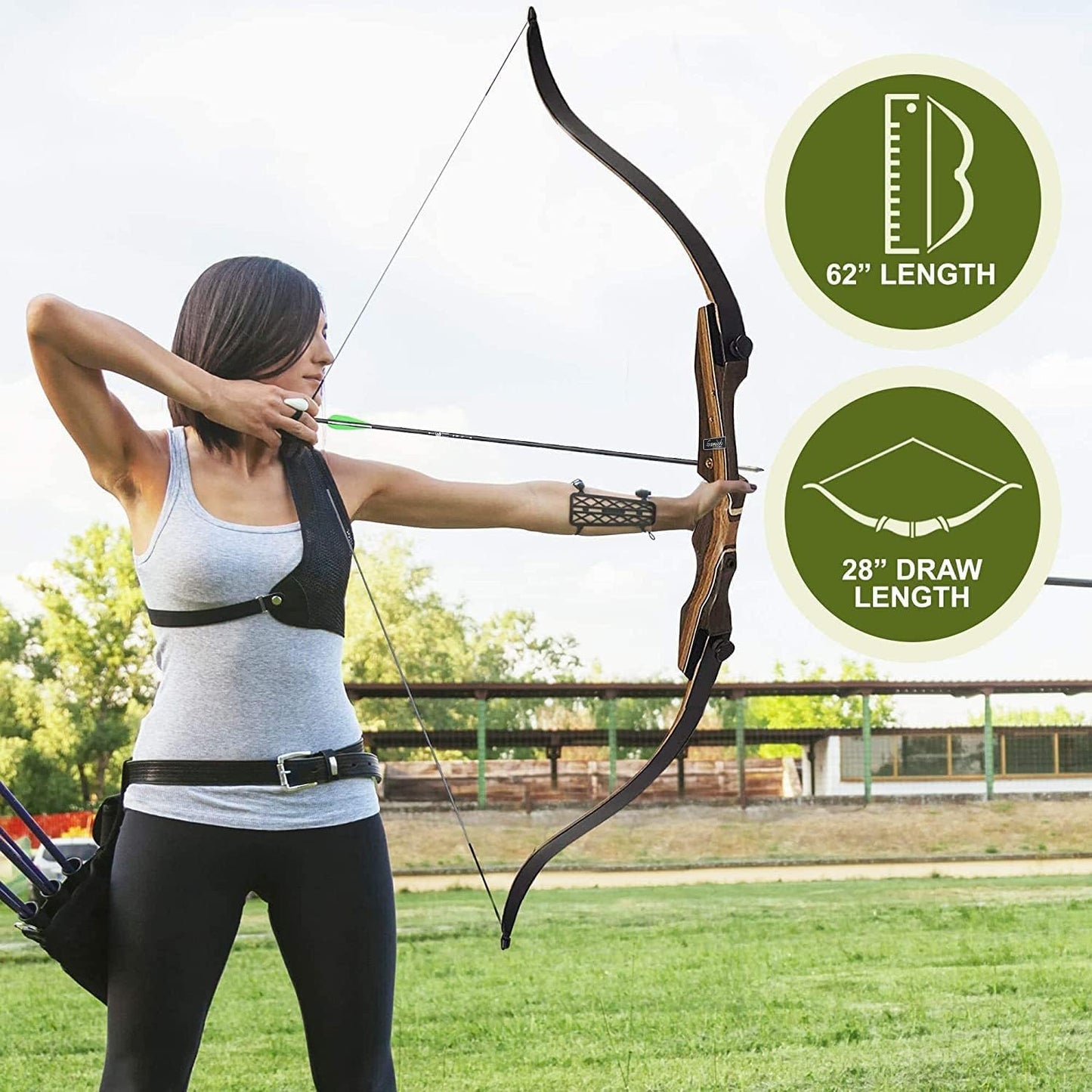 Samick Sage Archery Takedown Recurve Bow 62-inch - Right & Left Handed - 25-60lb - Archery Recurve Bows for Teens & Adults - Beginners to Advanced, Hunting & Target Practice