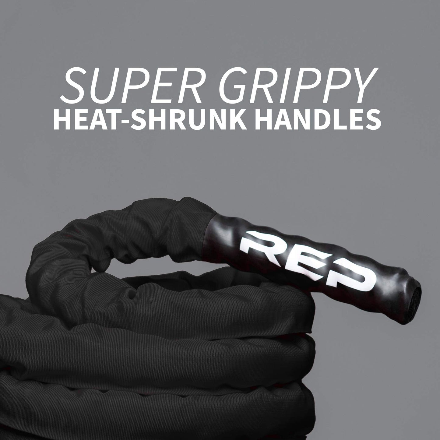 REP Battle Ropes - PolyDacron Battle Rope for Strength and Conditioning Workouts – 1.5" and 2" Diameter, 30ft, 40ft, 50ft Lengths with Optional Cover Sleeve (Black, 1.5 inch x 30 ft)