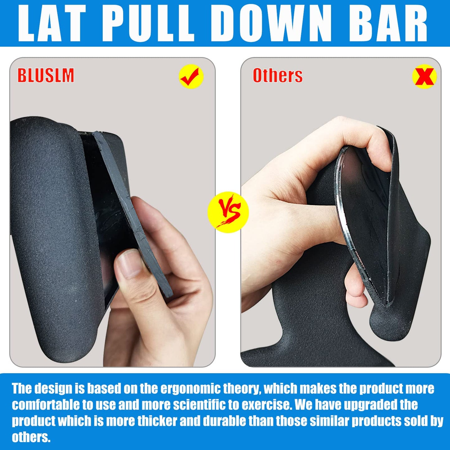 Lat Pull Down Bar for Cable Machine, Lat Pulldown Attachments T Bar V Bar Cable Attachment, Back Tricep Bar Strength Training Handle(BL01)