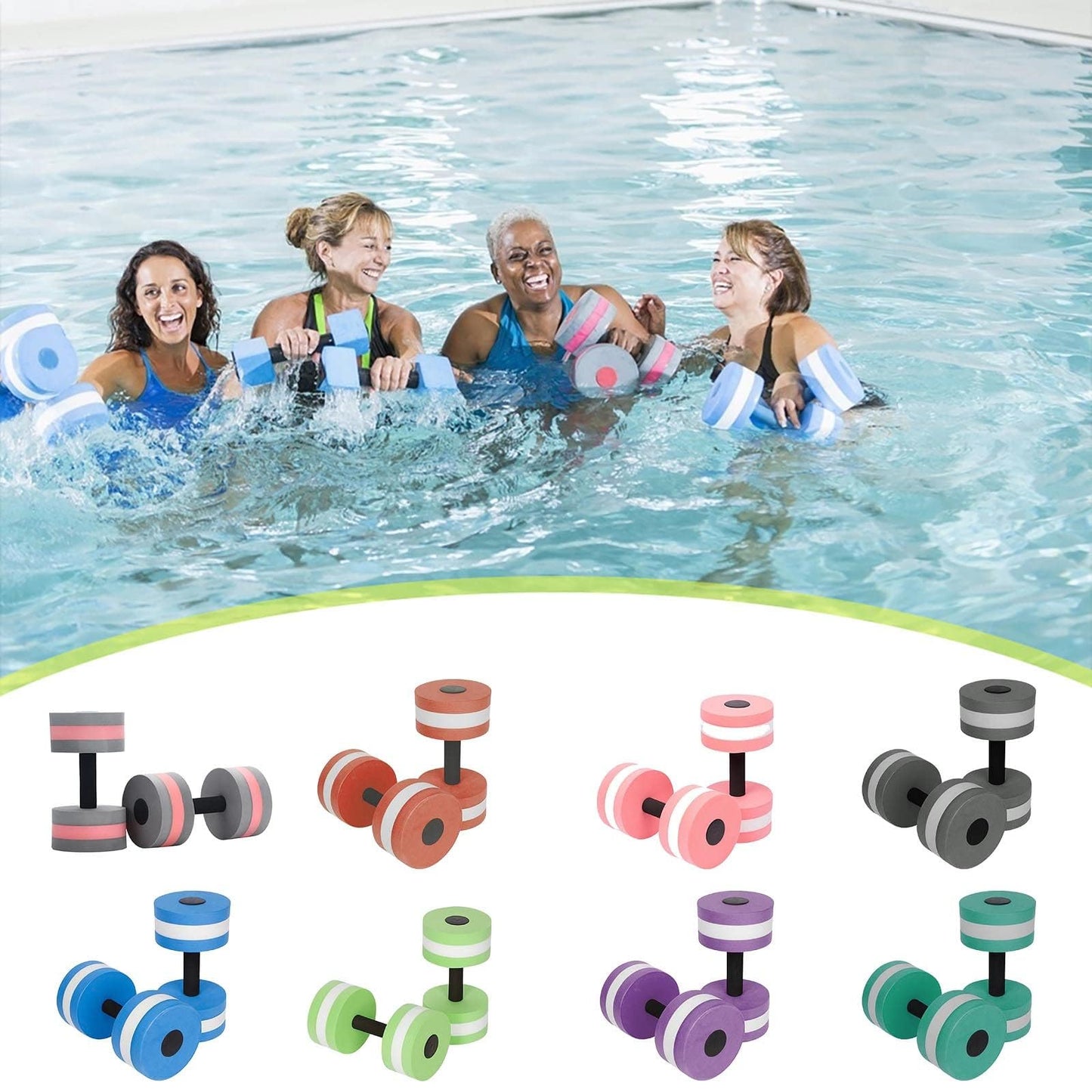 Water Dumbbells, Aquatic Exercise Dumbell, Set of 2 Aerobic Water Exercise Foam Dumbbells Pool Resistance for Men Women Weight Loss Water Sports Fitness Tool (blue)