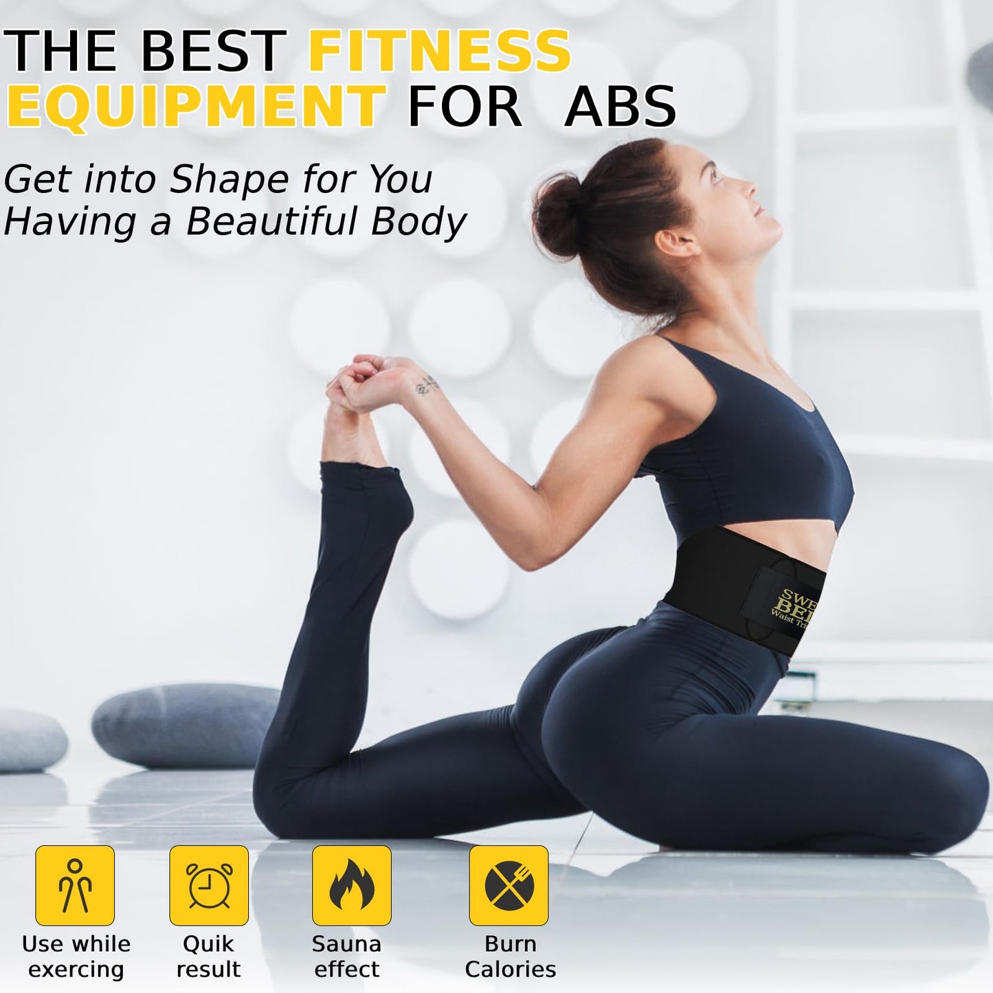 kissleaf Waist Trainer for Women Lower Belly Fat Sweat Band for Stomach Weight Loss get into shape Waist Trainer for Women Working Out Sweat Belts for Weight Loss (Unisex) -Black-M