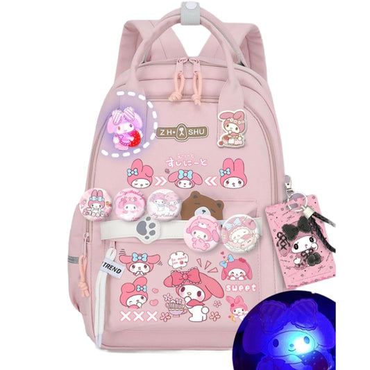 Kawaii Backpack with 21Pcs Accessories Anime Cartoon Anti-Theft Travel Aesthetic New Semester Gifts Bag with Cute Pins…
