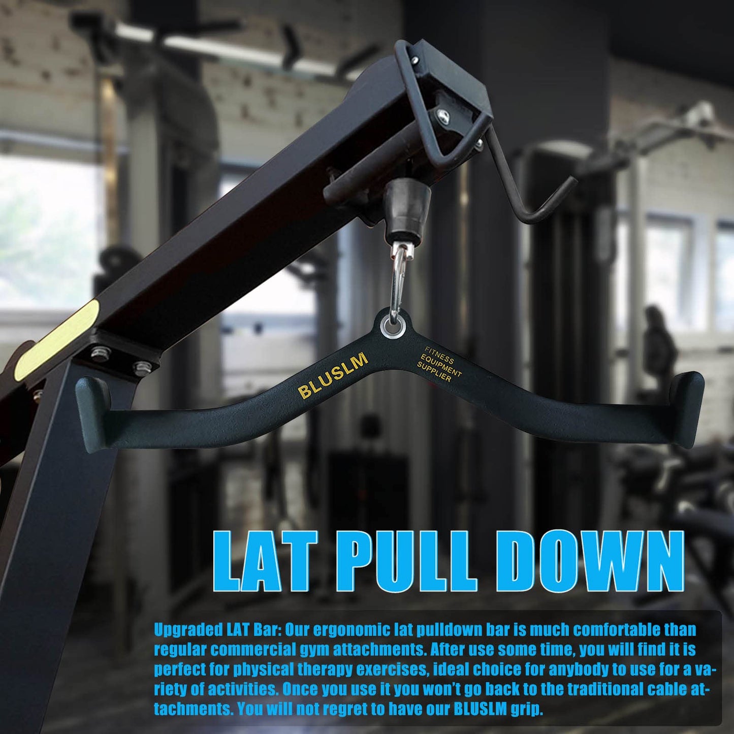 Lat Pull Down Bar for Cable Machine, Lat Pulldown Attachments T Bar V Bar Cable Attachment, Back Tricep Bar Strength Training Handle (BL07)