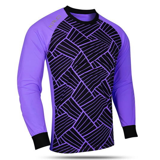 Kalci Hidden Chest Padding Soccer Goalie Jersey Youth & Adult Long Sleeves Elbow Padded Goalkeeper Shirt for Boys & Girls (Lavender - XX-Small)