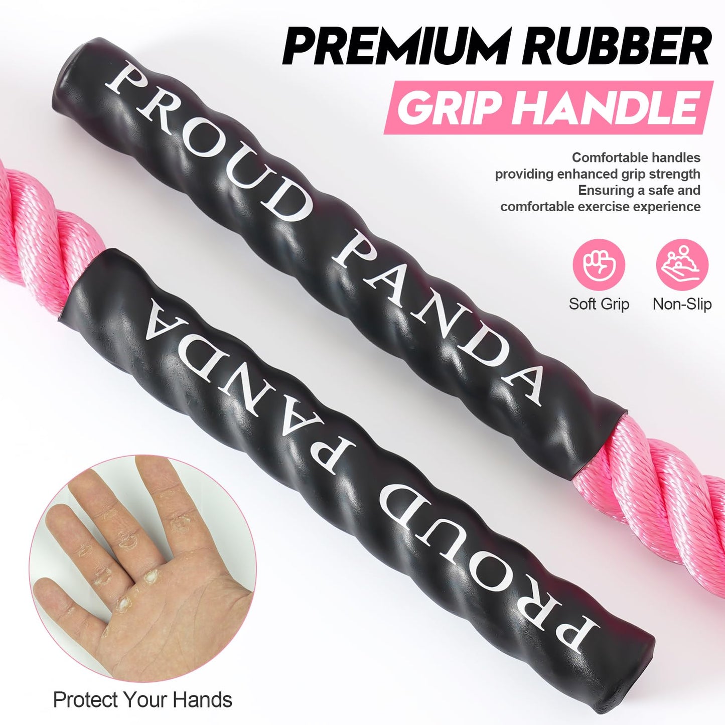Weighted Jump Ropes for Fitness,Heavy Adult Skipping Rope Exercise Battle Ropes for Men & Women,Total Body Workouts, Power Training in Gym to Improve Strength and Building Muscle(PINK 2.5LB-9.8ft)
