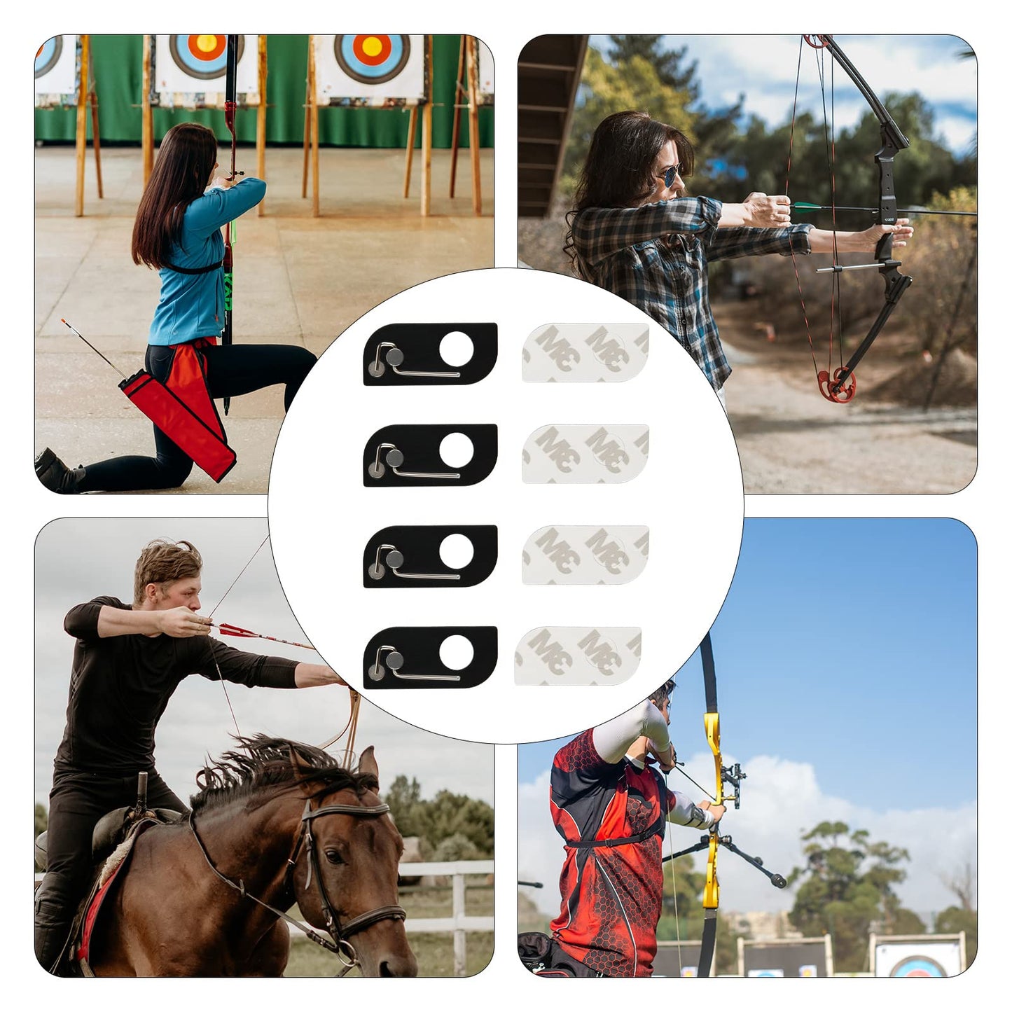 Cosmos 4 Pcs Archery Arrow Rest Archery Magnetic Metal Arrow Rest with Adhesive Tape for Recurve Bow Targeting Training Hunting Accessory, Left Hand (Left Hand)