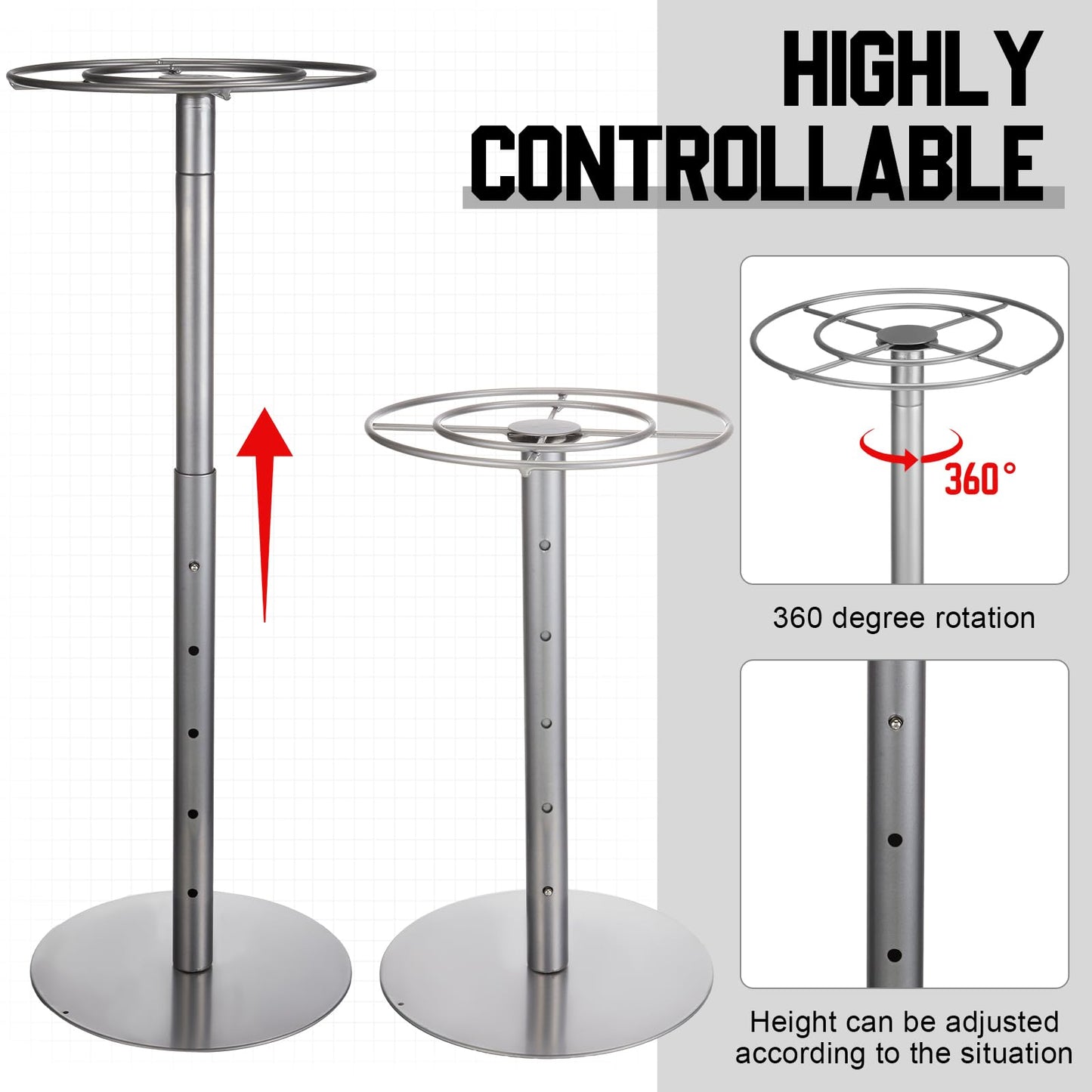 Shimeyao Medal Hanger Display Medal Display Rotatable Medal Holder Rotating Metals Display Rack Adjustable Award Holder Stand for Basketball Running Sports Race, 7.8 Inch, 30+ Medals (Silver)