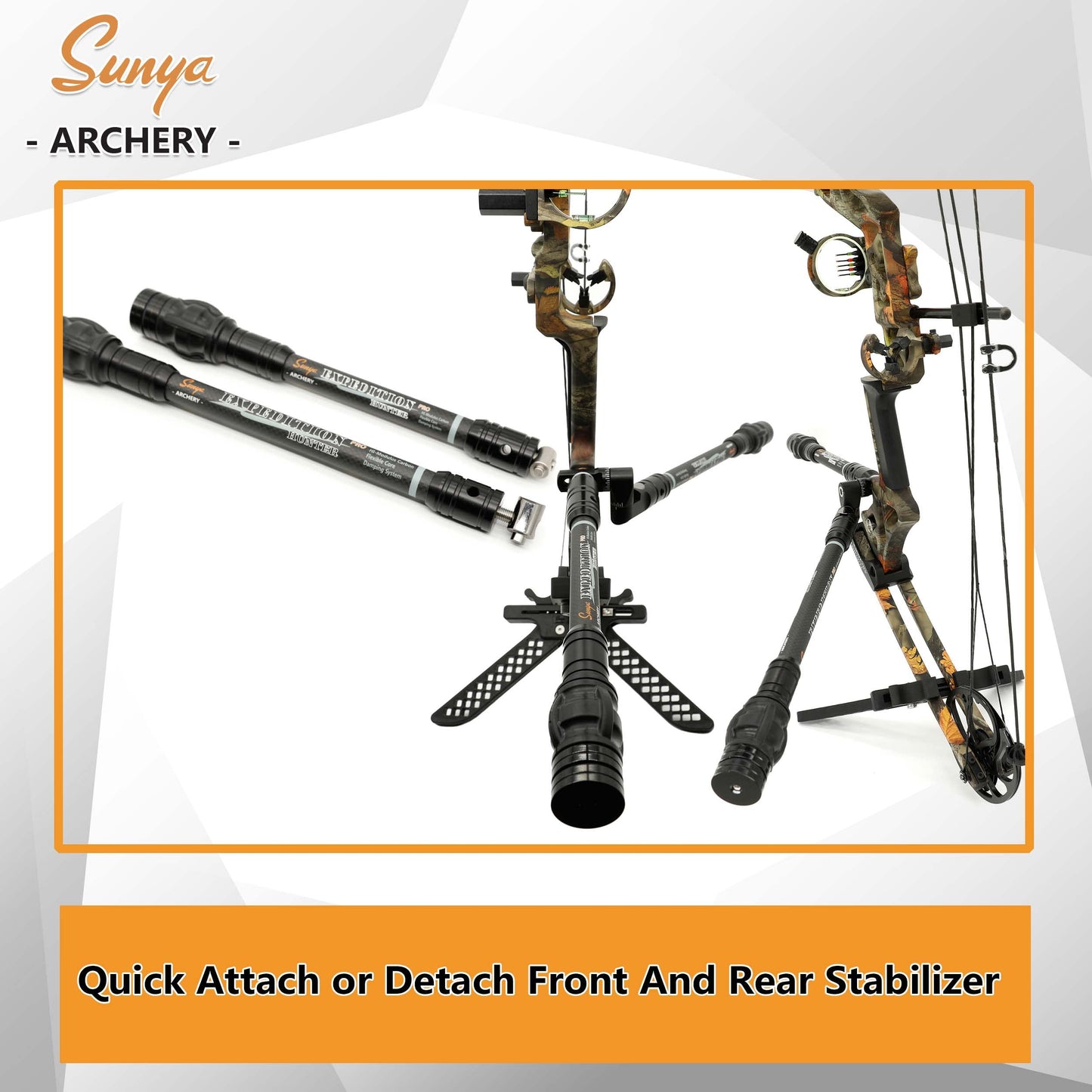 SUNYA Archery Bow Stabilizer Adapter, Quick Disconnect, 2 Mounting Angles for Compound Bow and Recurve Bow. Aluminum with Anodized Finish