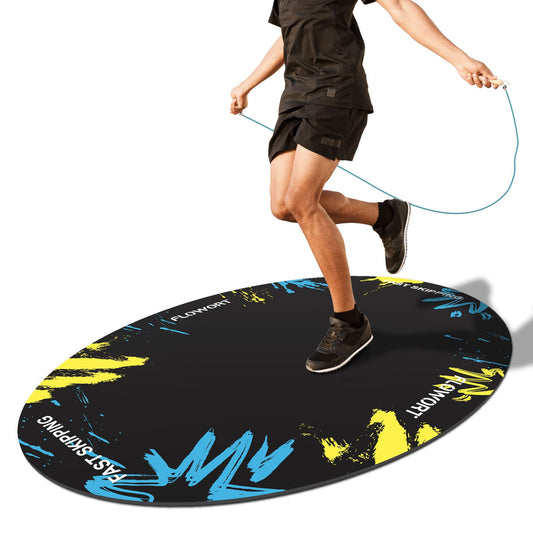 Jump Rope Mat Large Rubber Exercise Mat Indoor Outdoor Shock Absorbing Mat Non-Slip Oval Design for Floor & Rope Protection, Workout Mats for Home Gym Flooring(Blue)