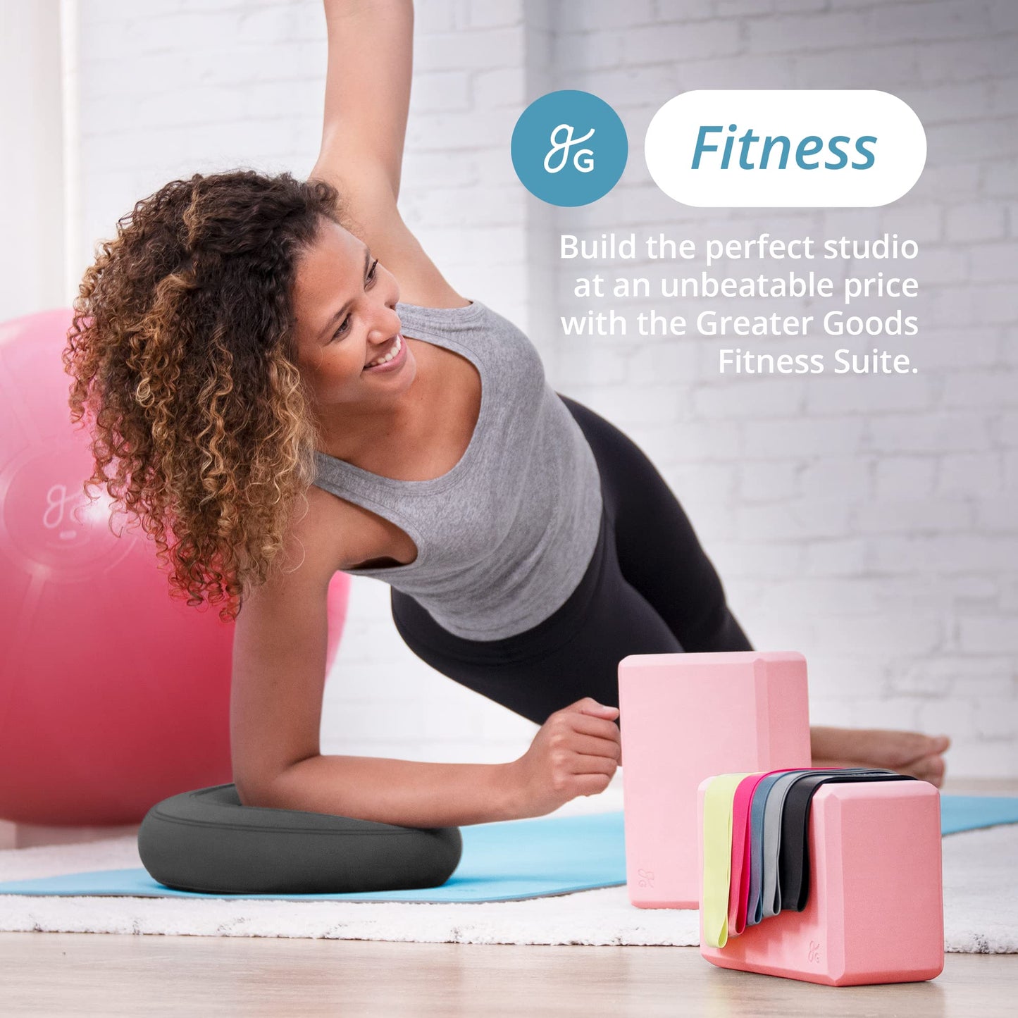 Greater Goods Exercise Ball - Yoga Ball for Working Out, Balance, Stability, and Pregnancy, Jet Black, 55cm