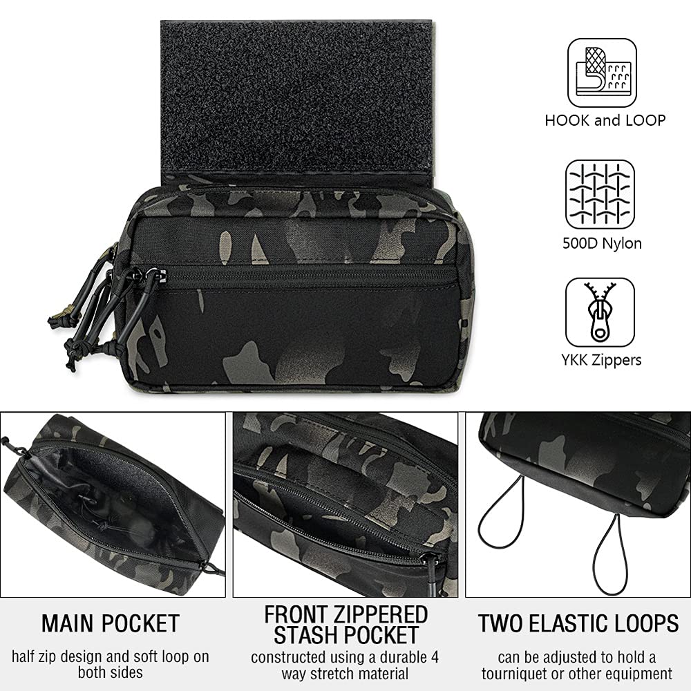 KRYDEX Tactical Drop Pouch Sub Abdominal Carrying Kit Bag Tactical Fanny Pack with Hook and Loop Panel for Tactical Vest Chest Rig (MCBK)