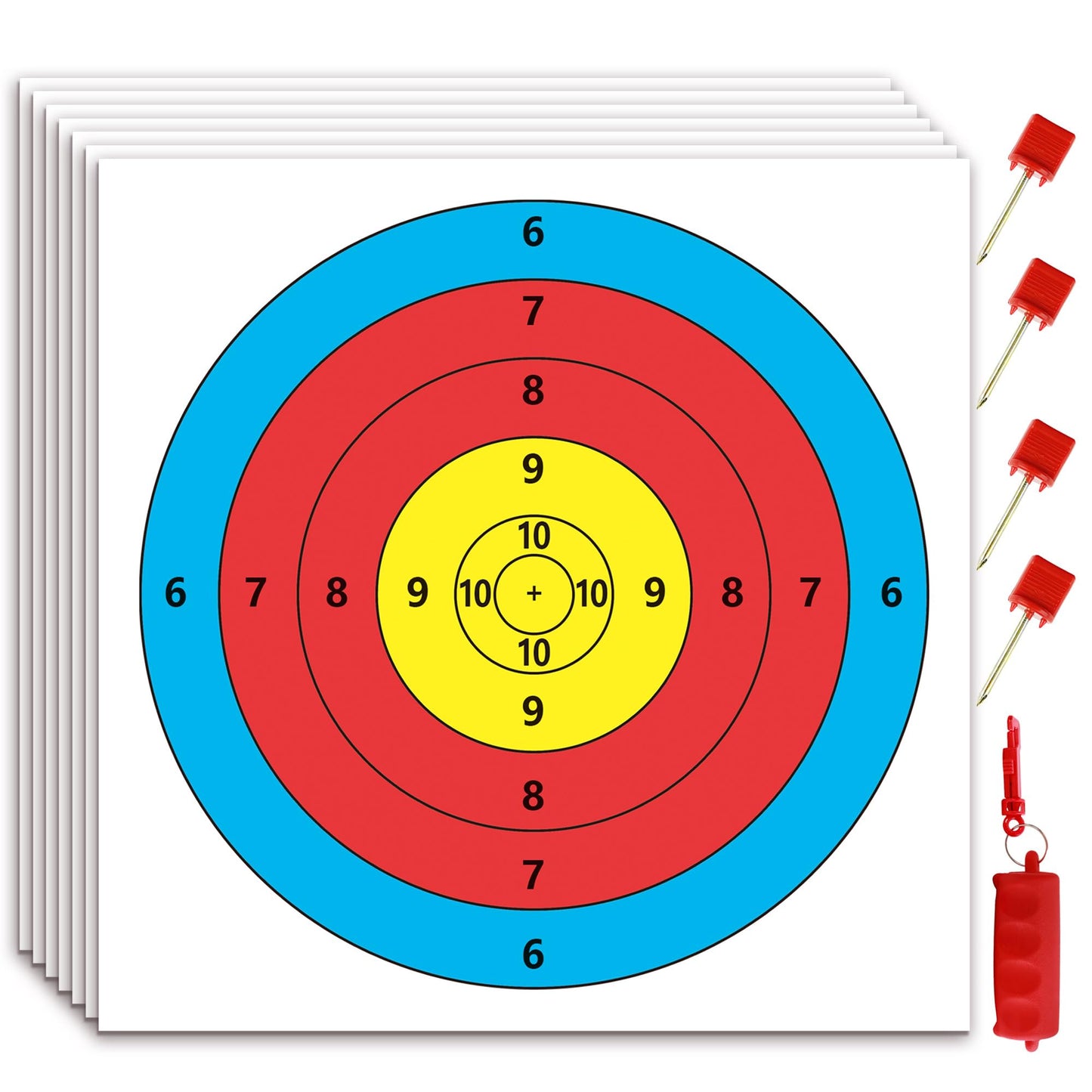 MOLFUJ Archery Targets Paper, 50pcs Bow and Arrow Targets for Hunting Backyard, Archery Target Practice Accessories(5 Rings,15.7x15.7in)