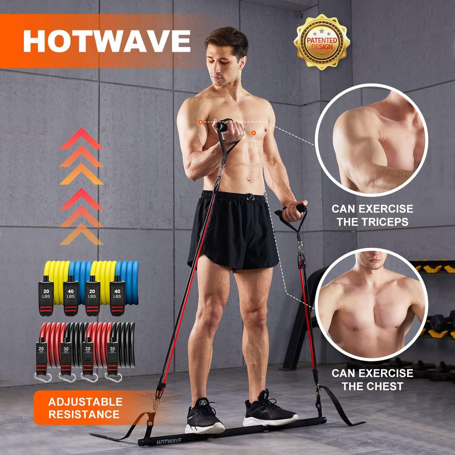 HOTWAVE Pilates Bar Kit with Resistance Bands,Ab Roller for Abs Workout, Squat Machine,Core Strength Training Equipment,Portable Home Gym for Men and Women