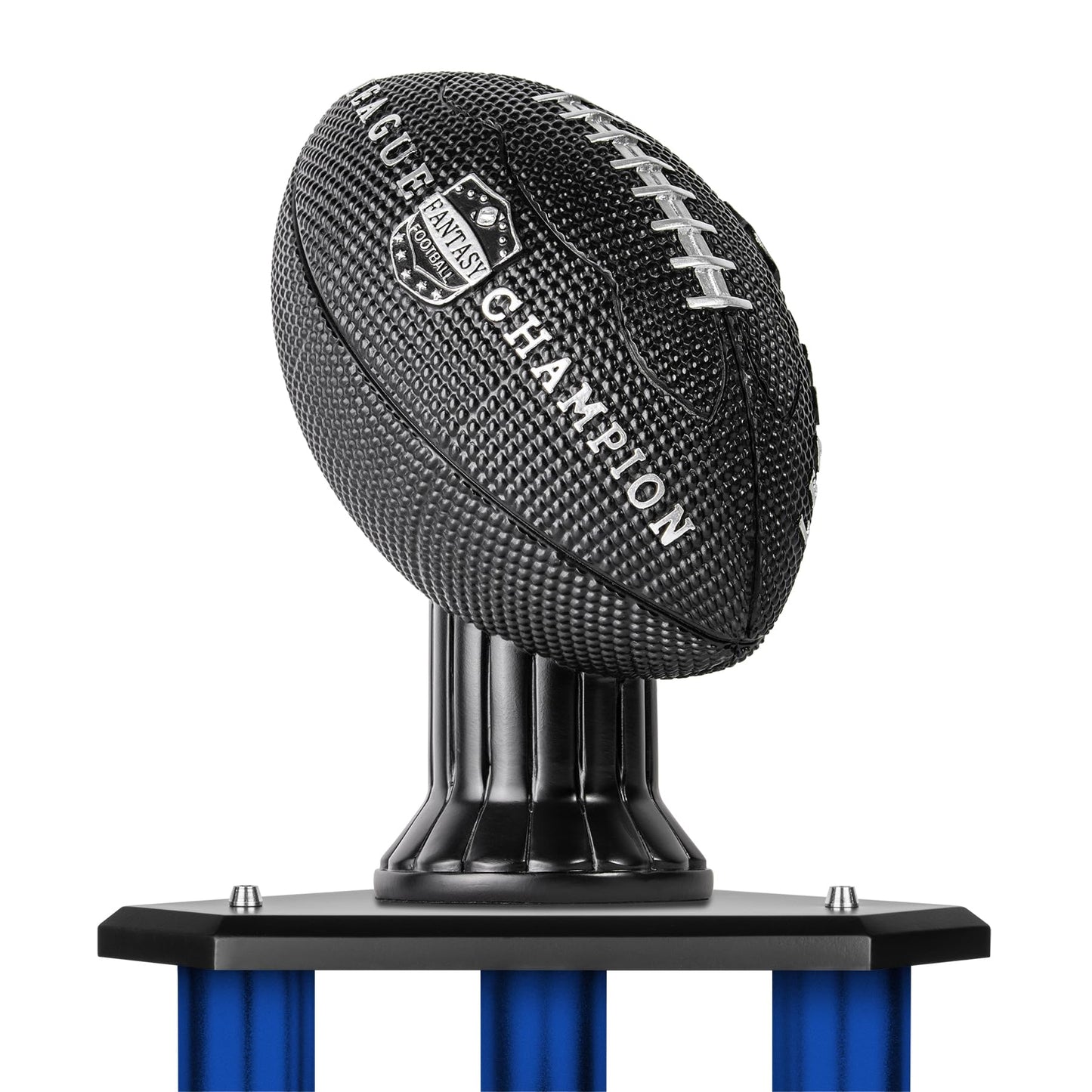 TrophySmack Perpetual Fantasy Football Trophy - Customizable Championship Trophy Award Winner | Free Engraving up to 19 Years Past Winners, 26 Inch Tall (Blue Black)