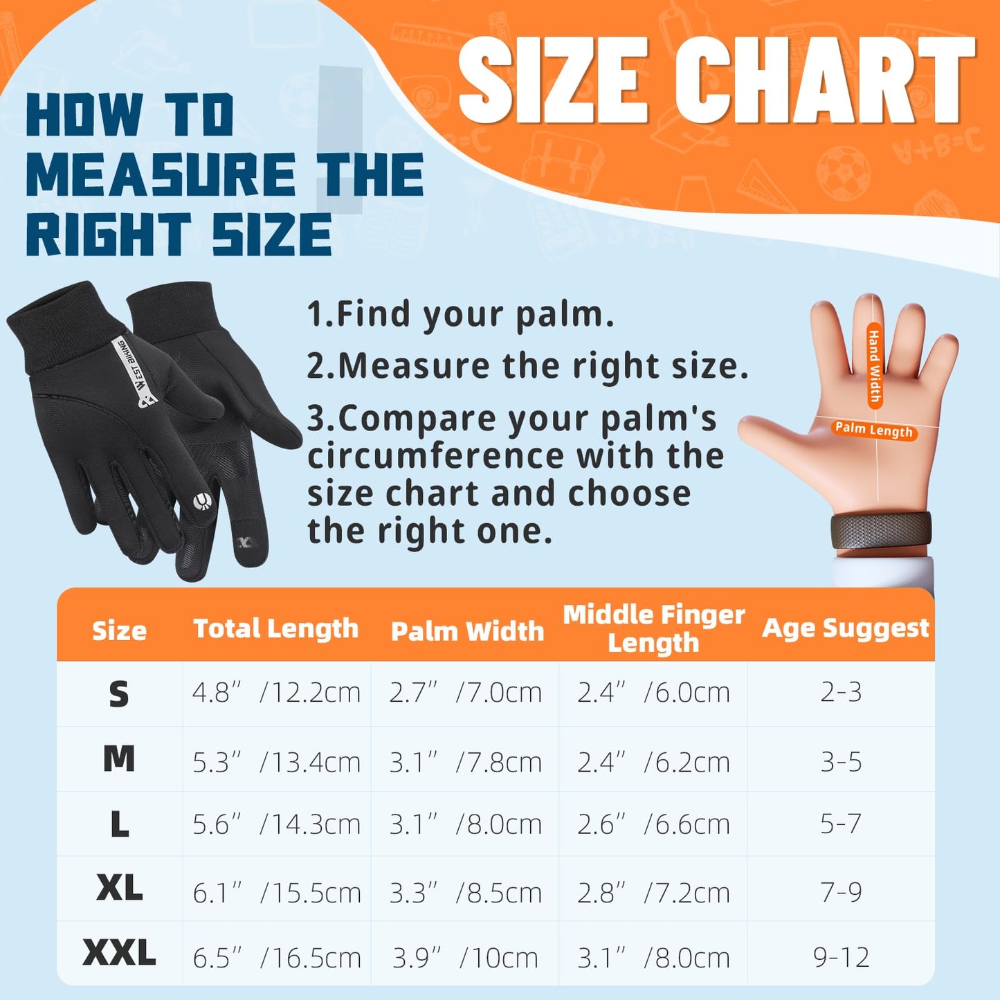 West Biking Kids Winter Gloves Touchscreen Cycling Gloves Windproof Thermal Non-Slip Sports Kids Gloves Cold Weather Mittens of Age 2-12 for Cycling Bike Riding Hiking Outdoor Boys Girls